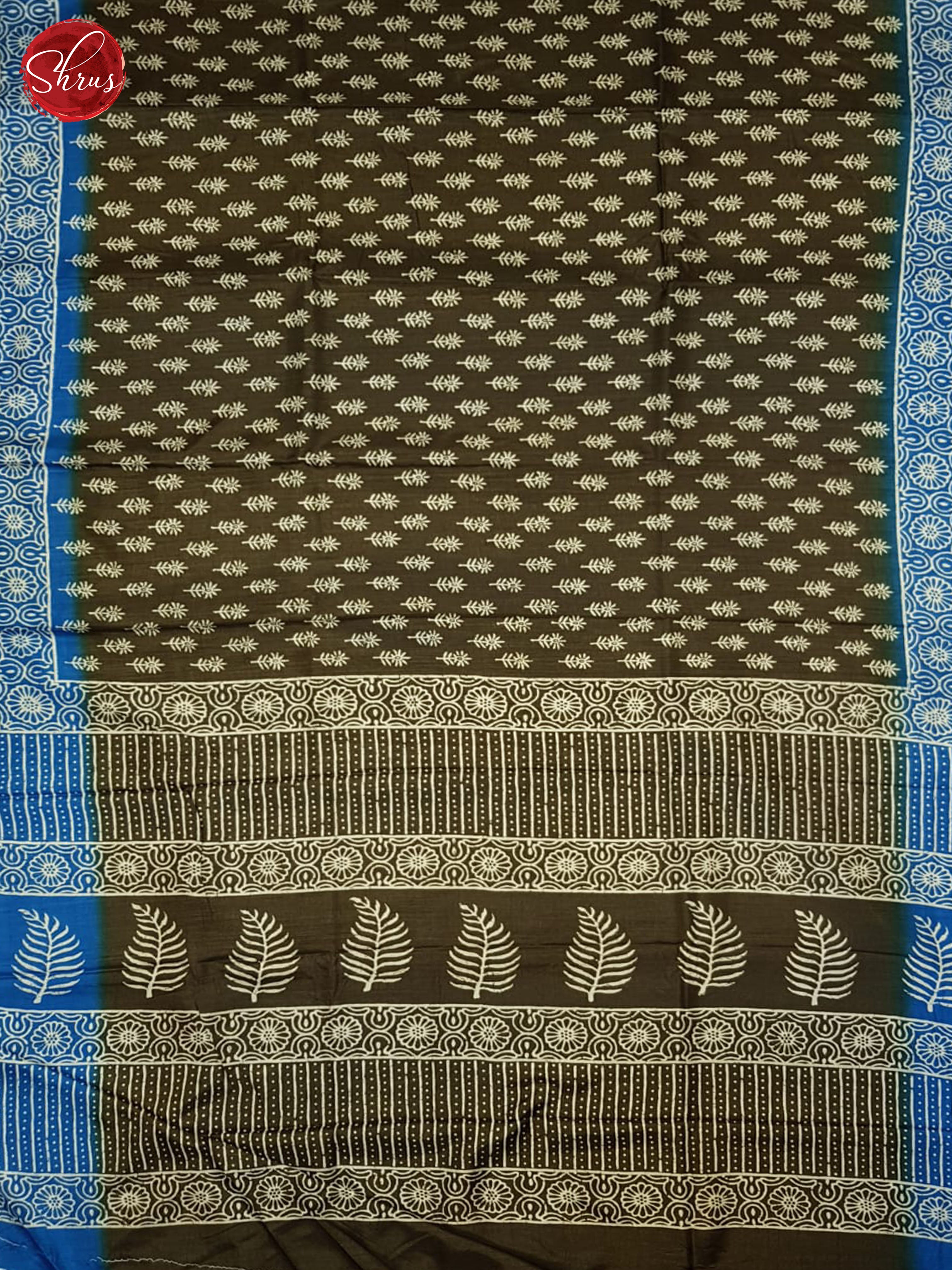 Brown & Blue- Semi crepe Saree - Shop on ShrusEternity.com