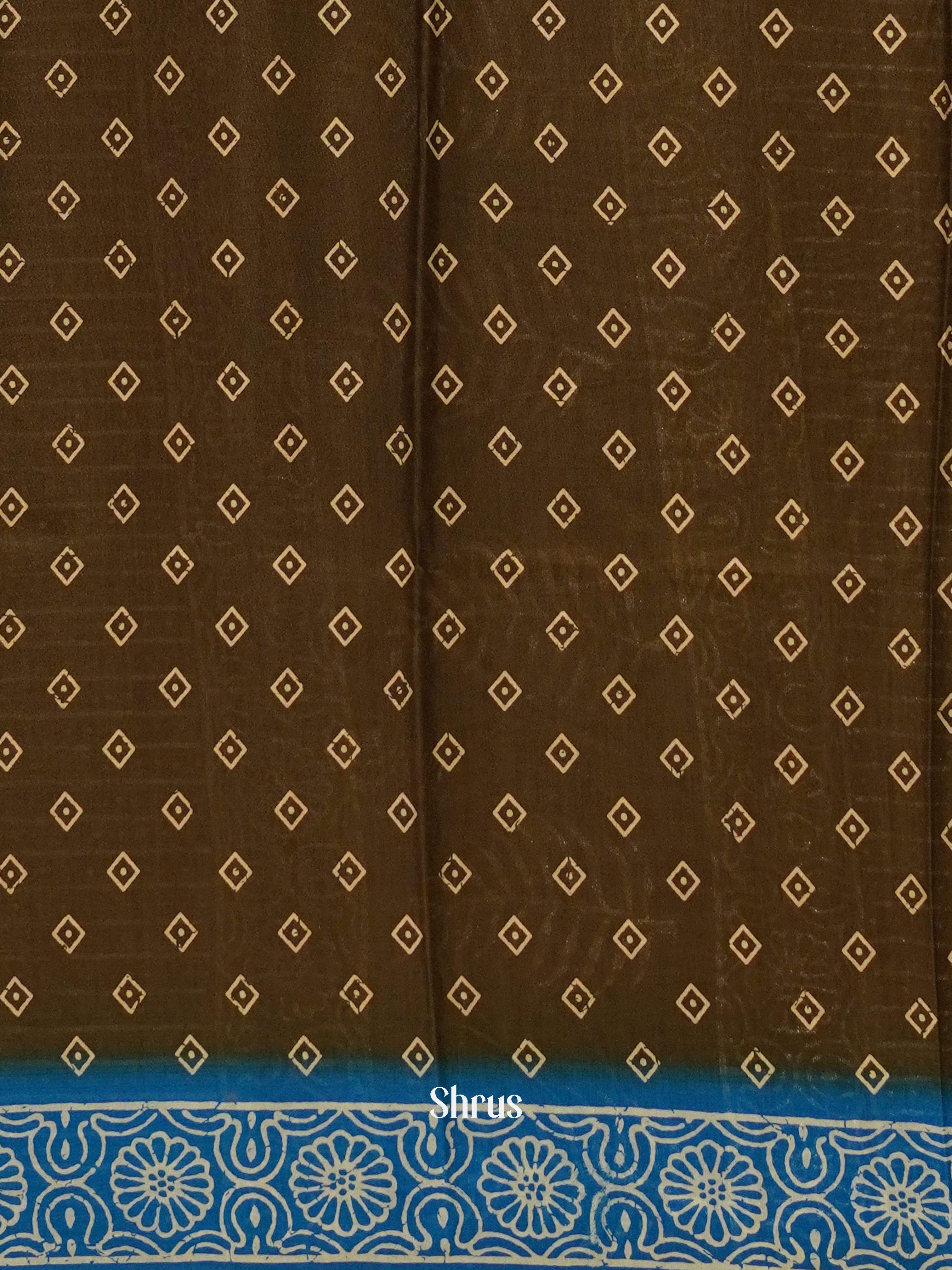 Brown & Blue- Semi crepe Saree - Shop on ShrusEternity.com