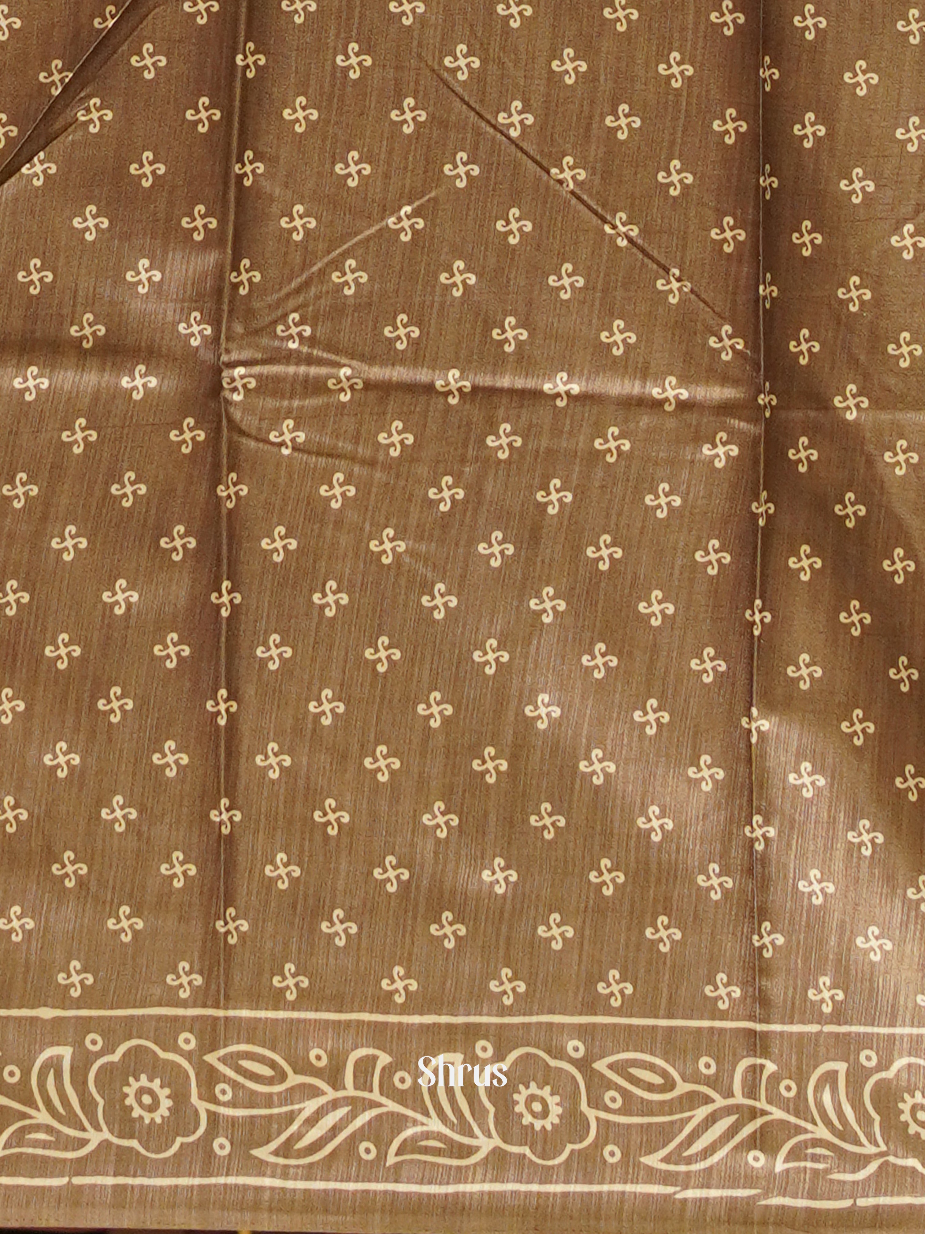 Brown(Single Tone) - Semi Crepe Saree - Shop on ShrusEternity.com