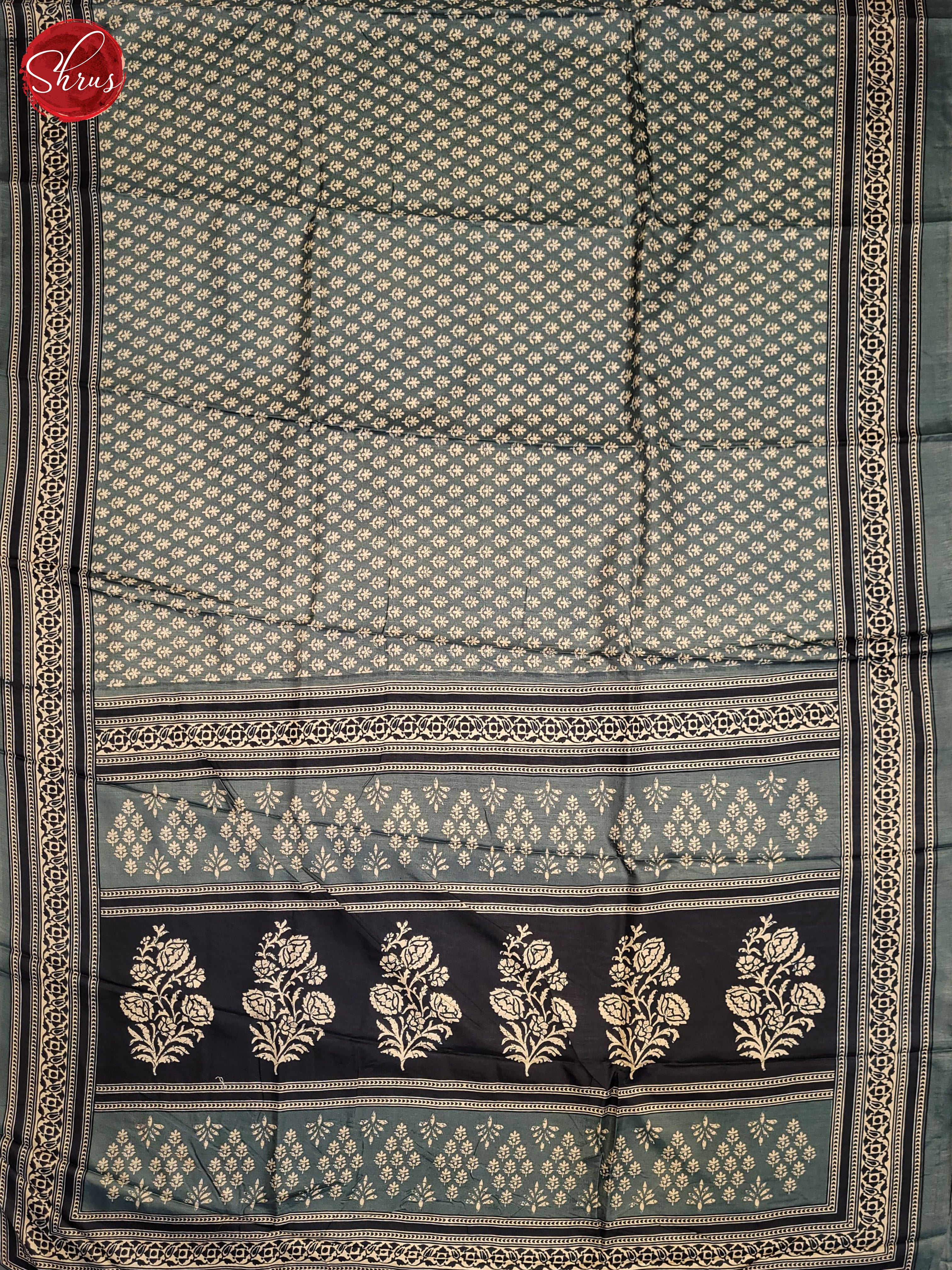 Bluish Grey & Black - Semi Crepe Saree - Shop on ShrusEternity.com