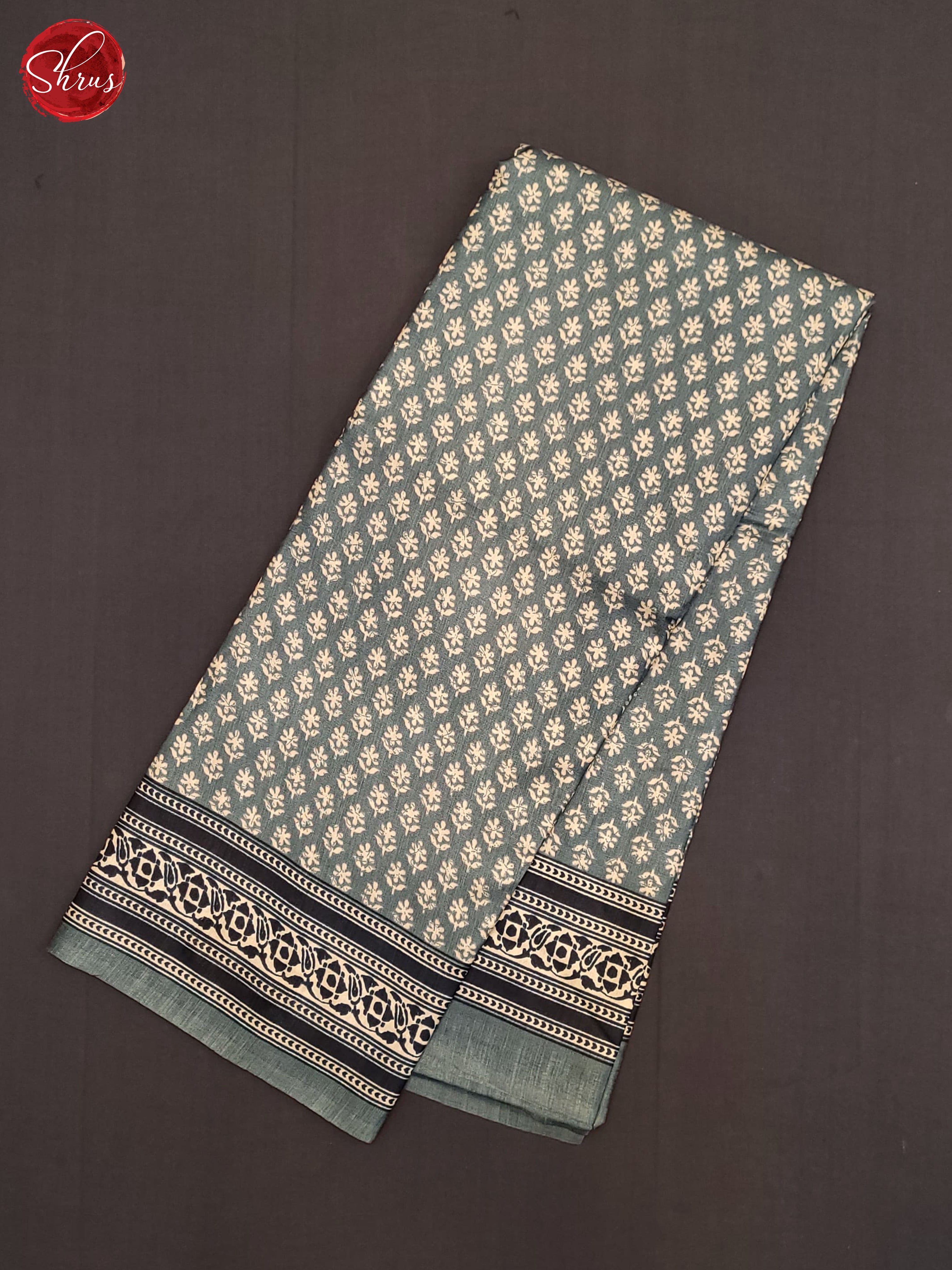 Bluish Grey & Black - Semi Crepe Saree - Shop on ShrusEternity.com