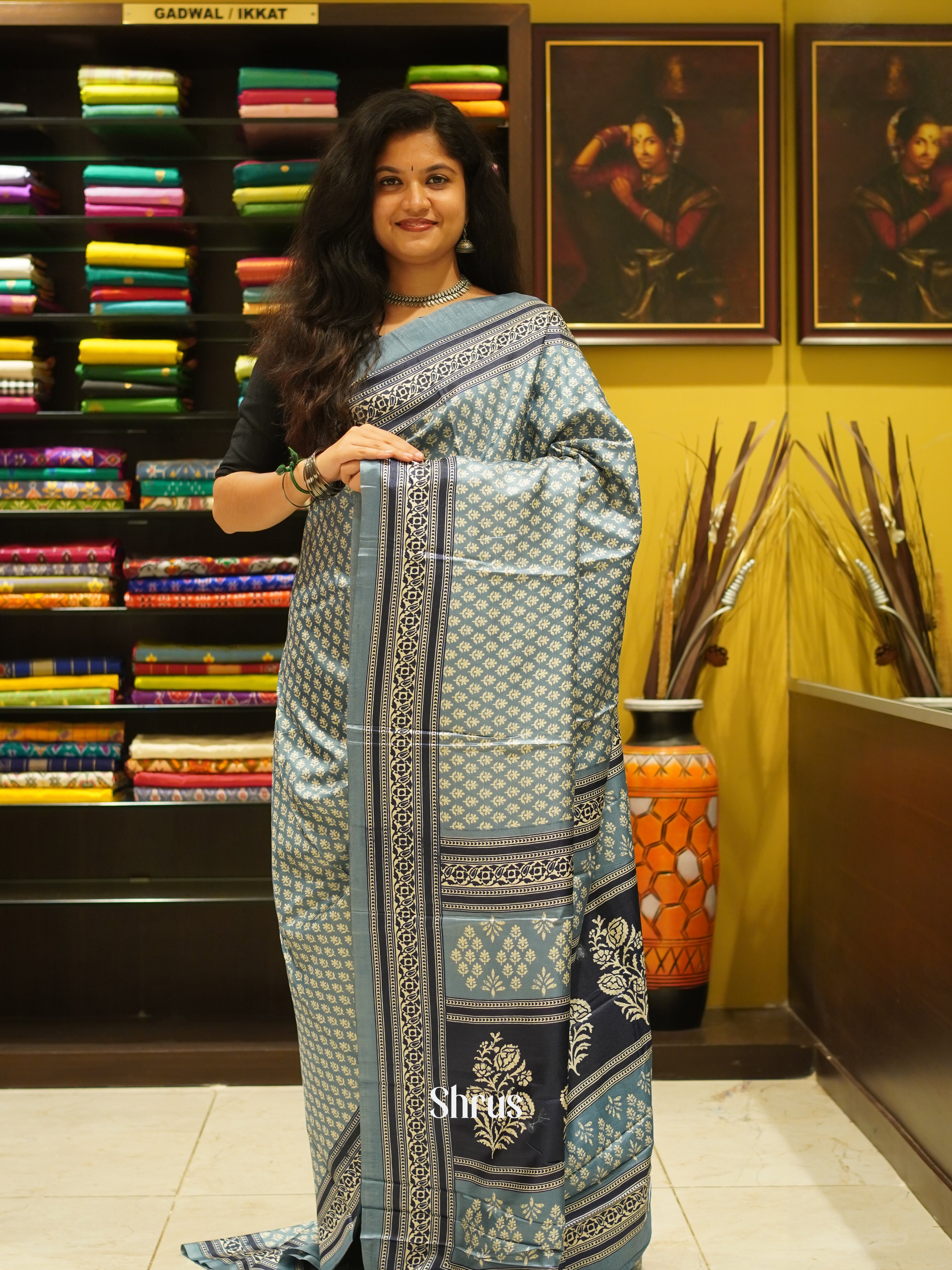 Blue(Single Tone) - Semi Crepe Saree - Shop on ShrusEternity.com
