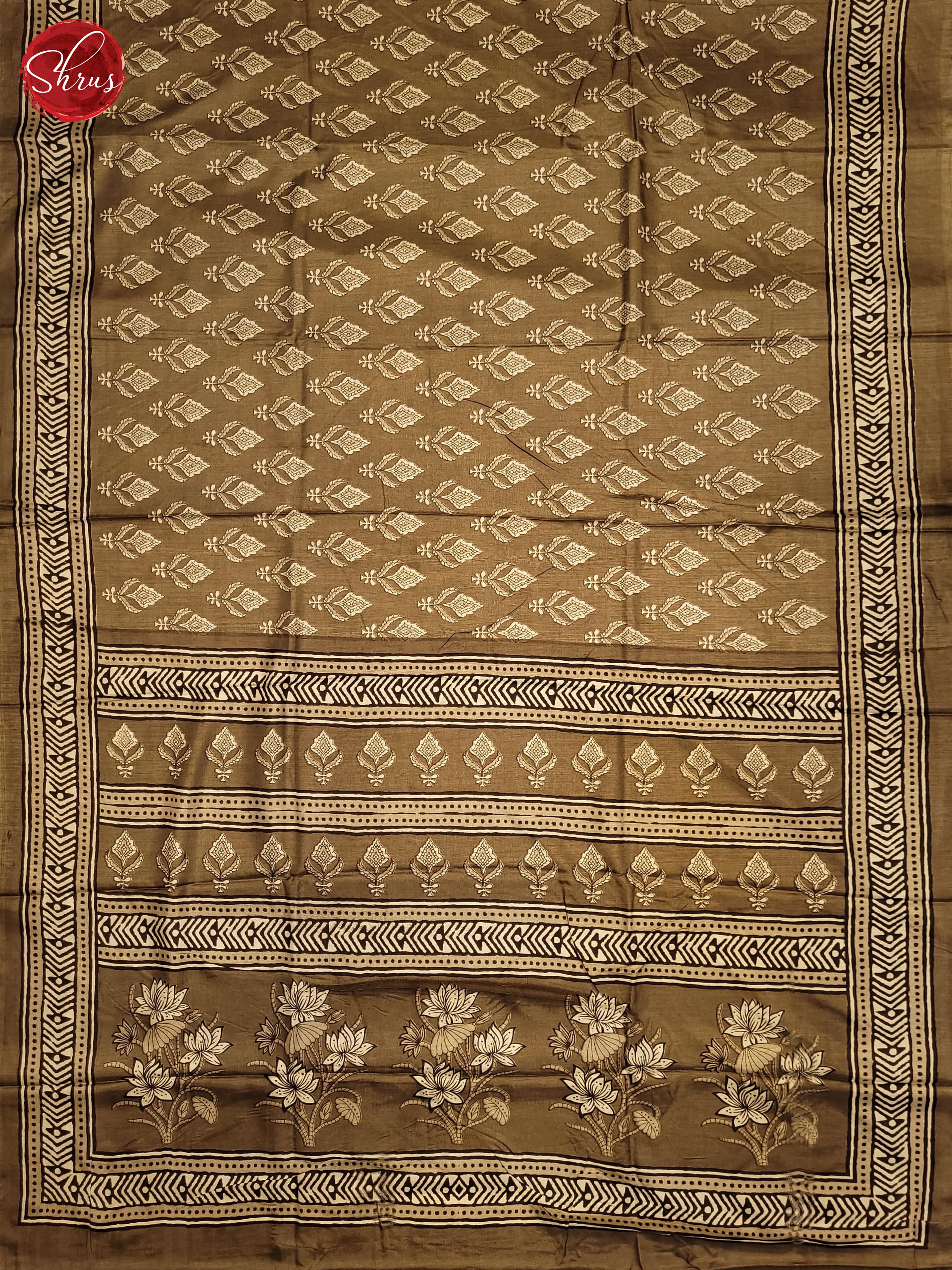 Brown(Single Tone) - Semi Crepe Saree - Shop on ShrusEternity.com