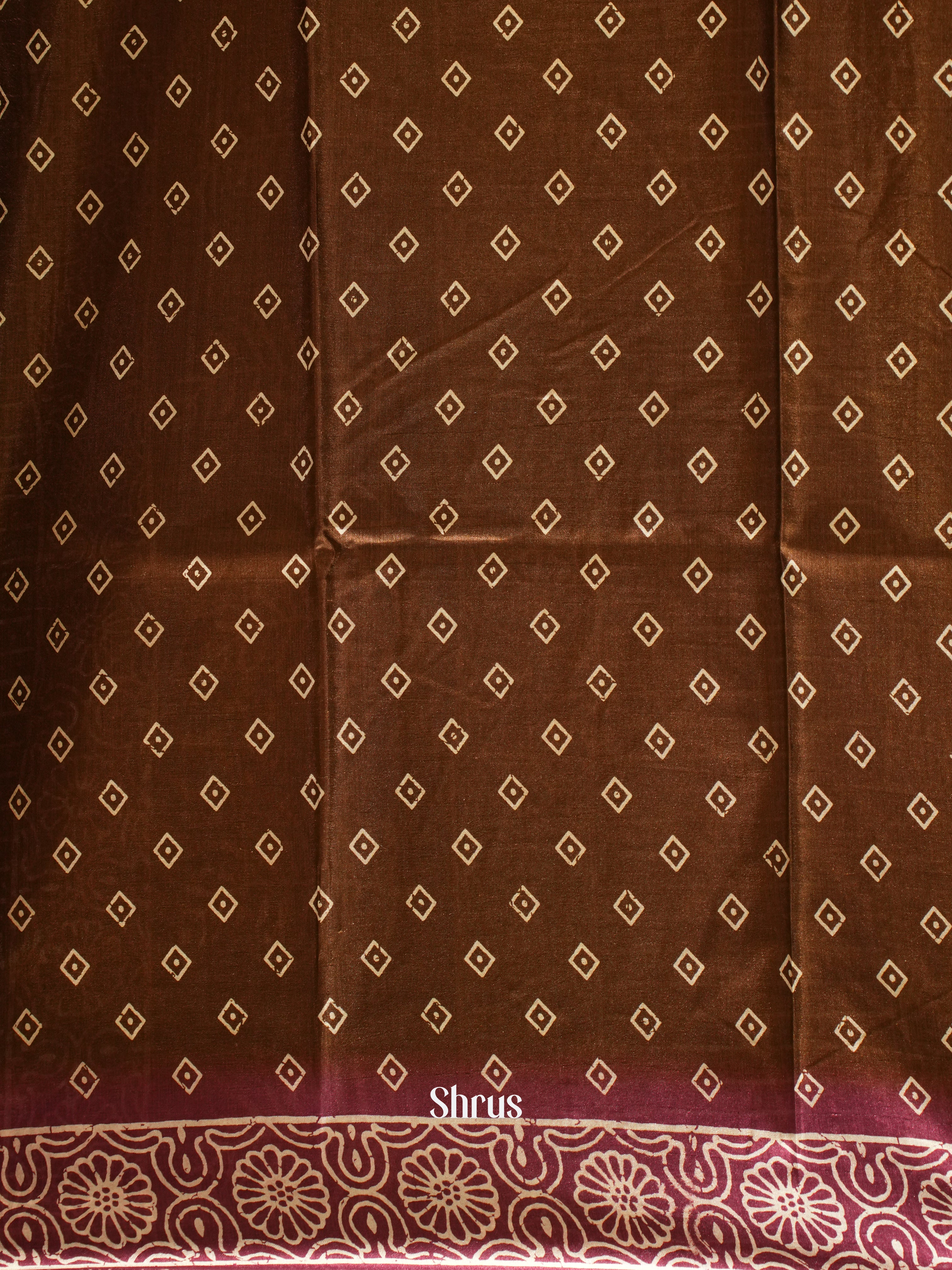 Brown & Wine - Semi crepe Saree - Shop on ShrusEternity.com