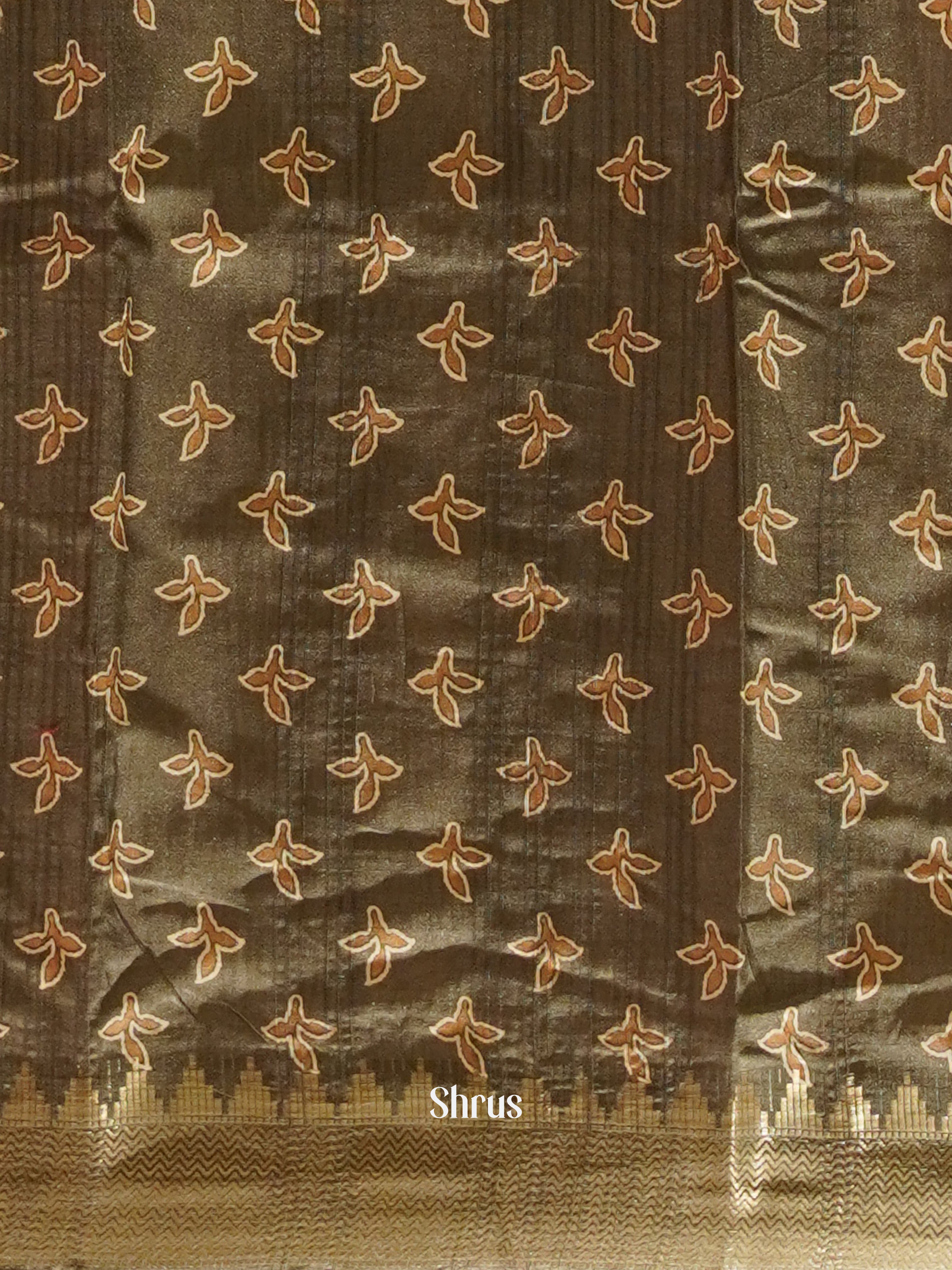 Brown(Single Tone) - Semi crepe Saree - Shop on ShrusEternity.com