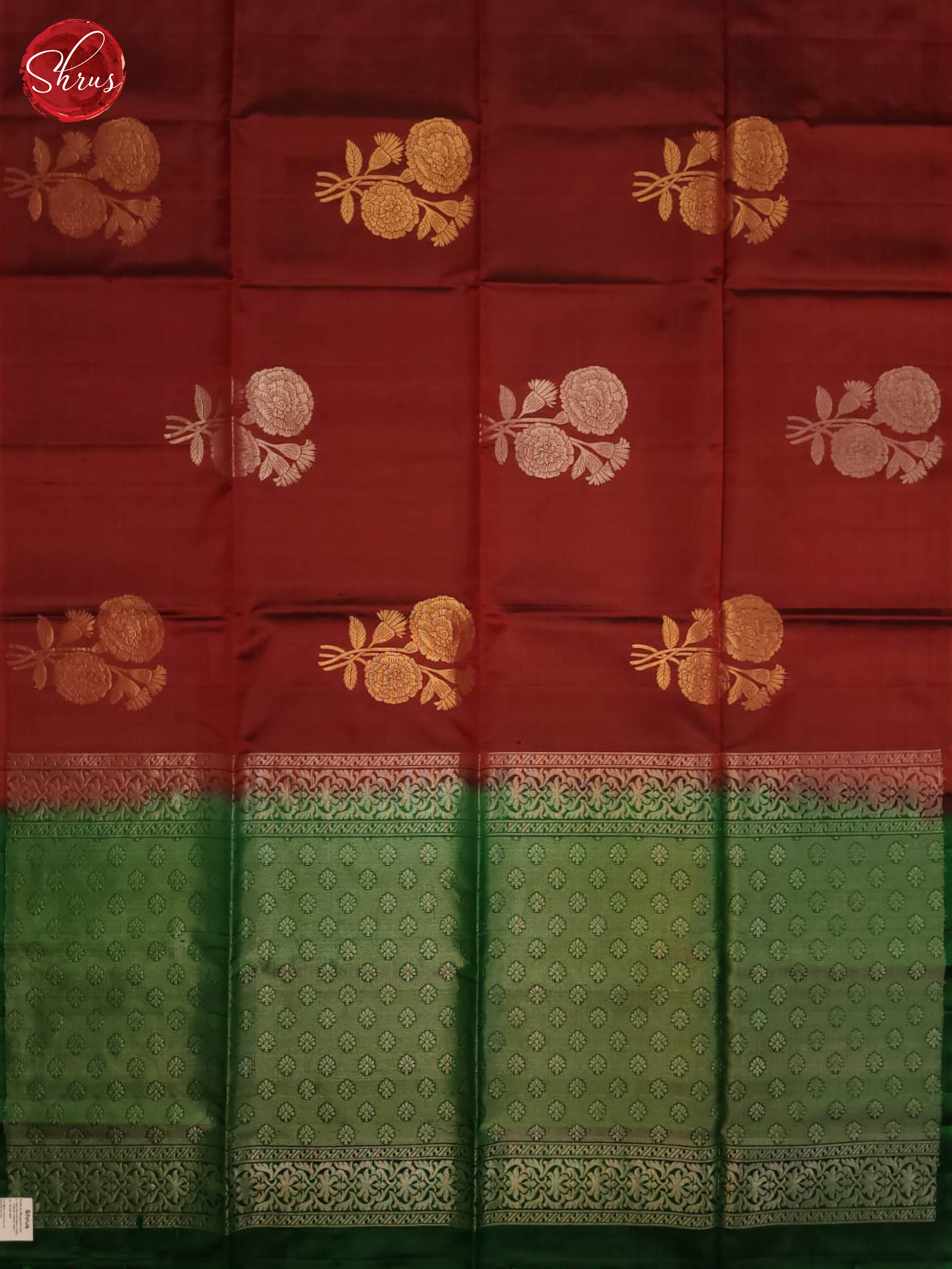 Maroon & Green - Soft Silk Saree-2