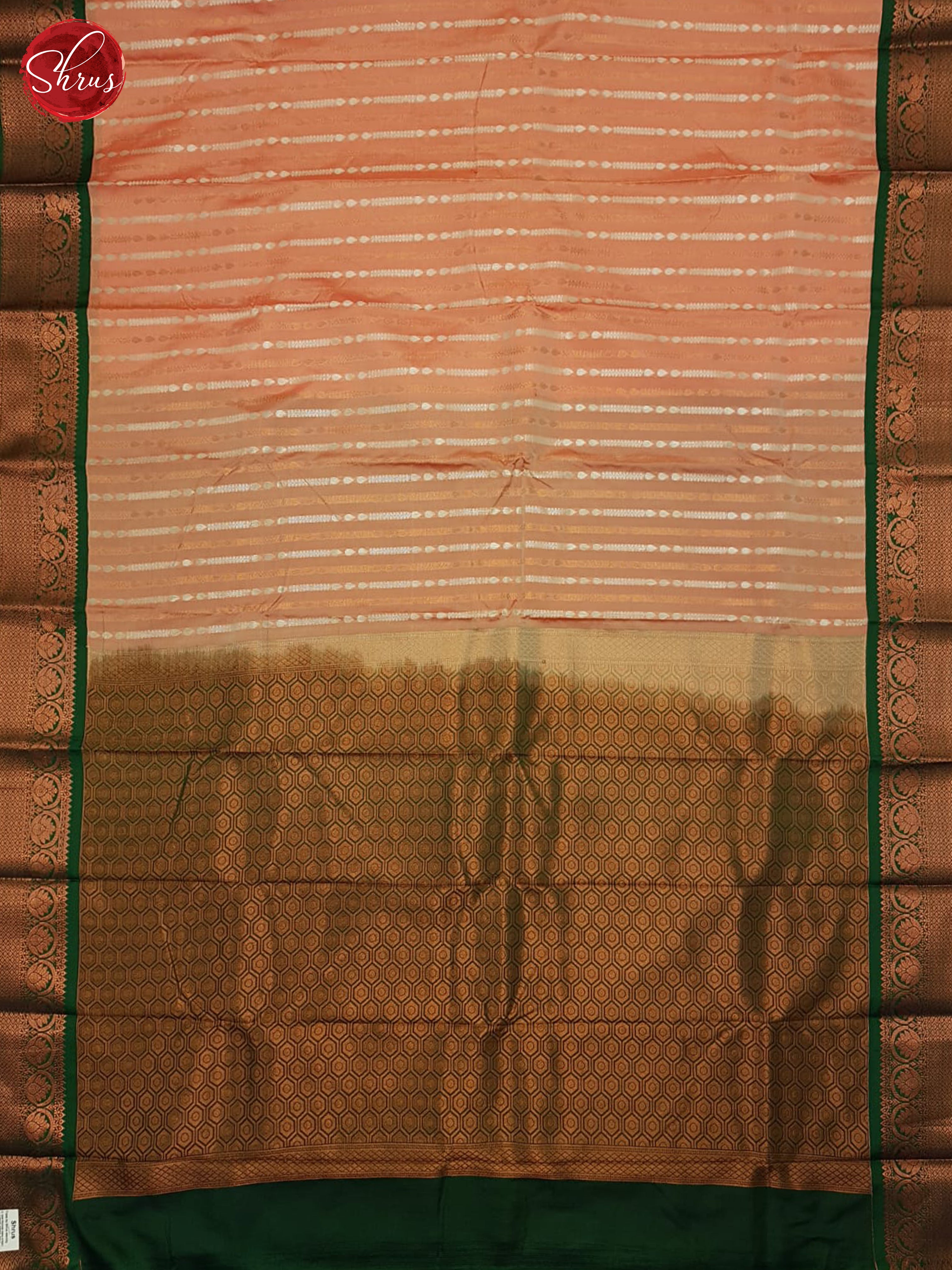 Peach & Green- Semi Kanchipuram Saree - Shop on ShrusEternity.com