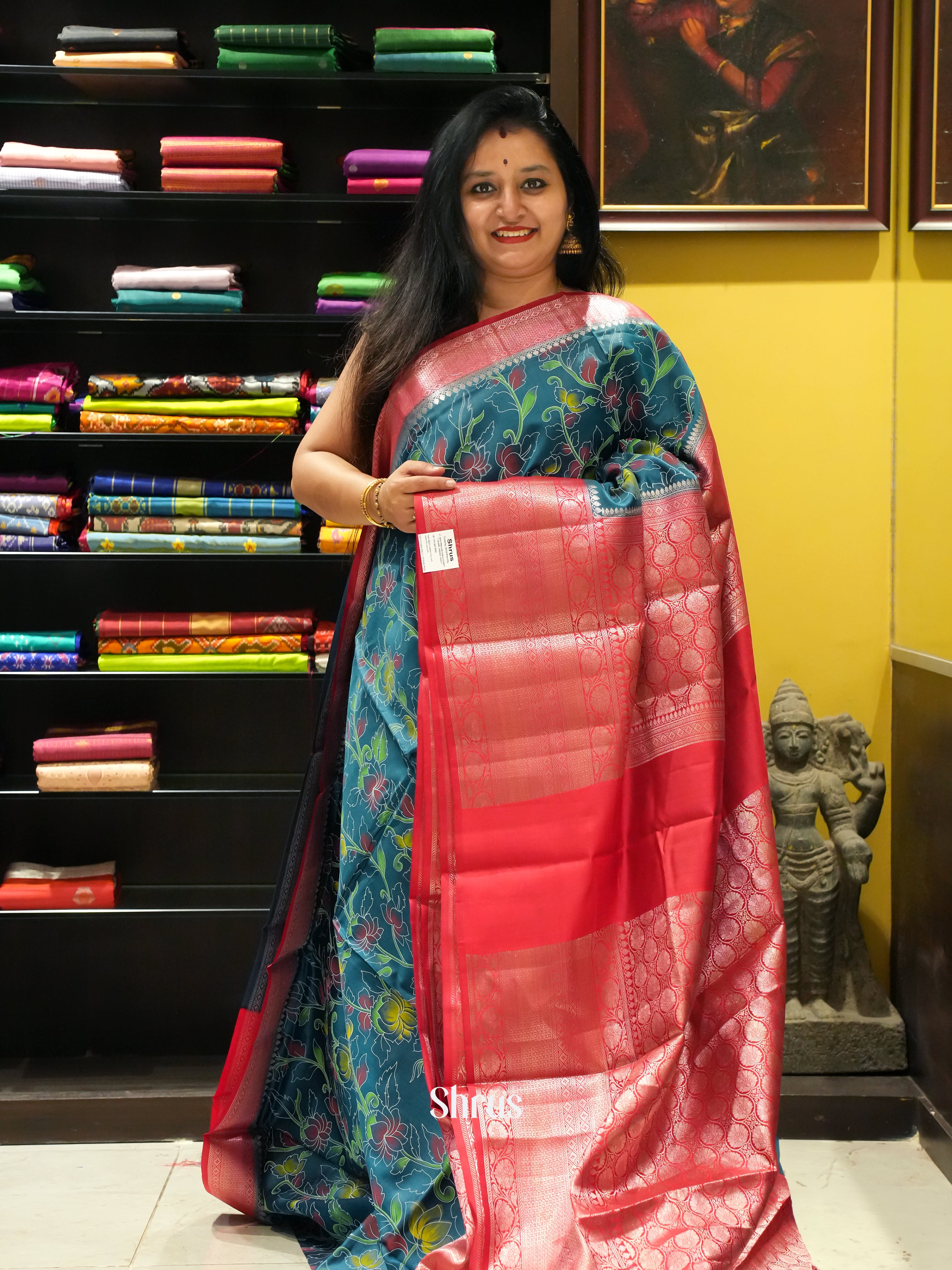 Blue And Pink- Tussar Saree - Shop on ShrusEternity.com