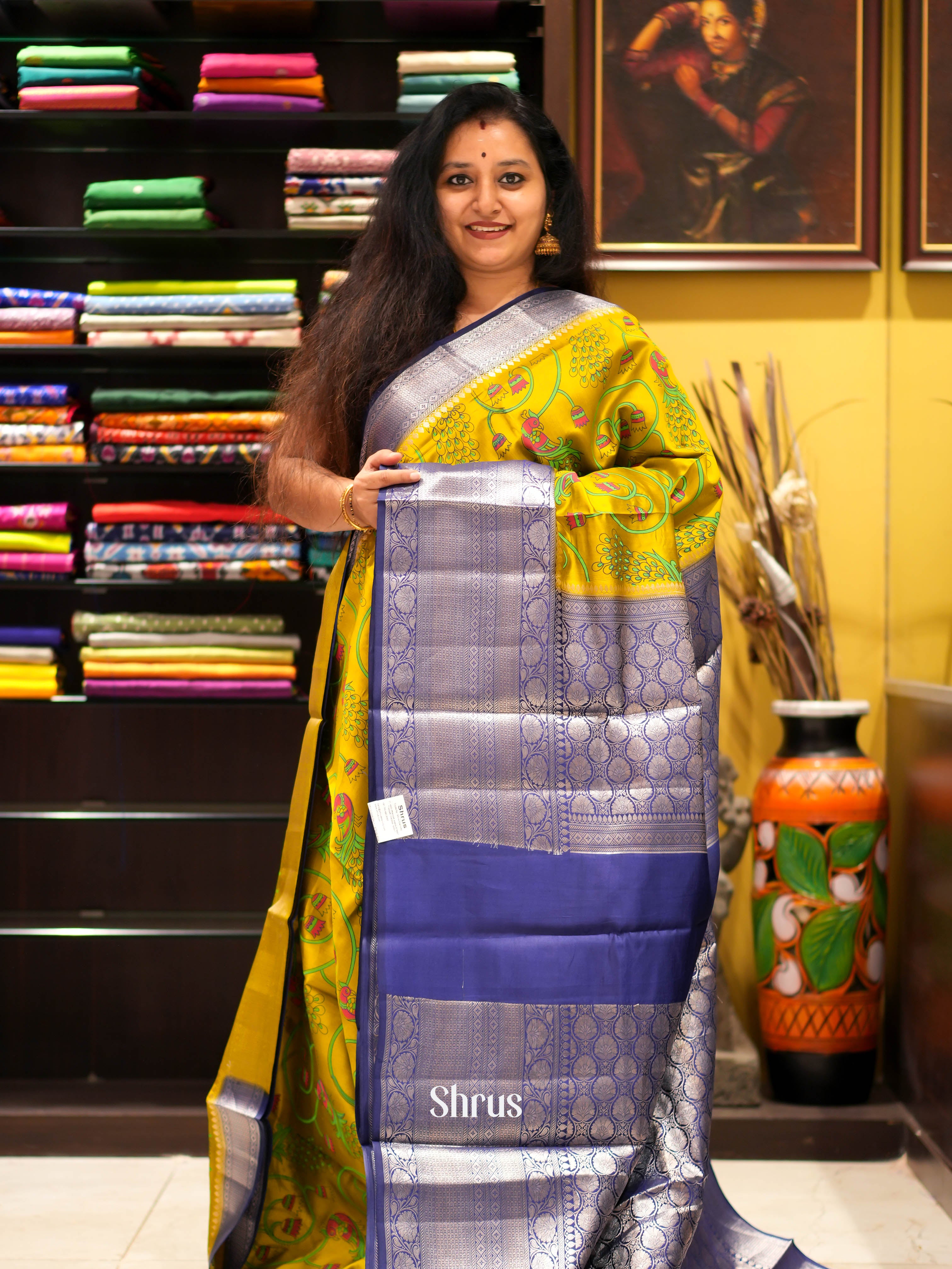 Wine And Green- Tussar Saree - Shop on ShrusEternity.com