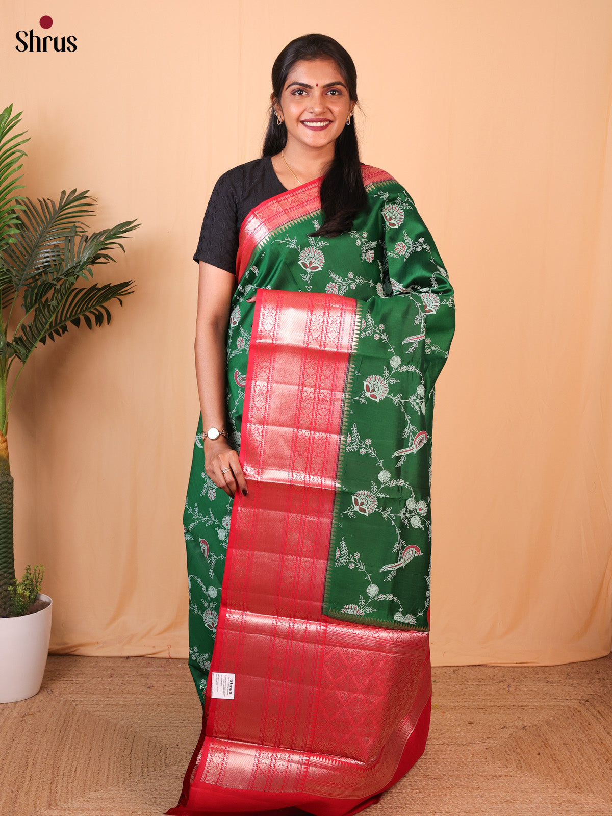 Green & Red - Tussar Saree