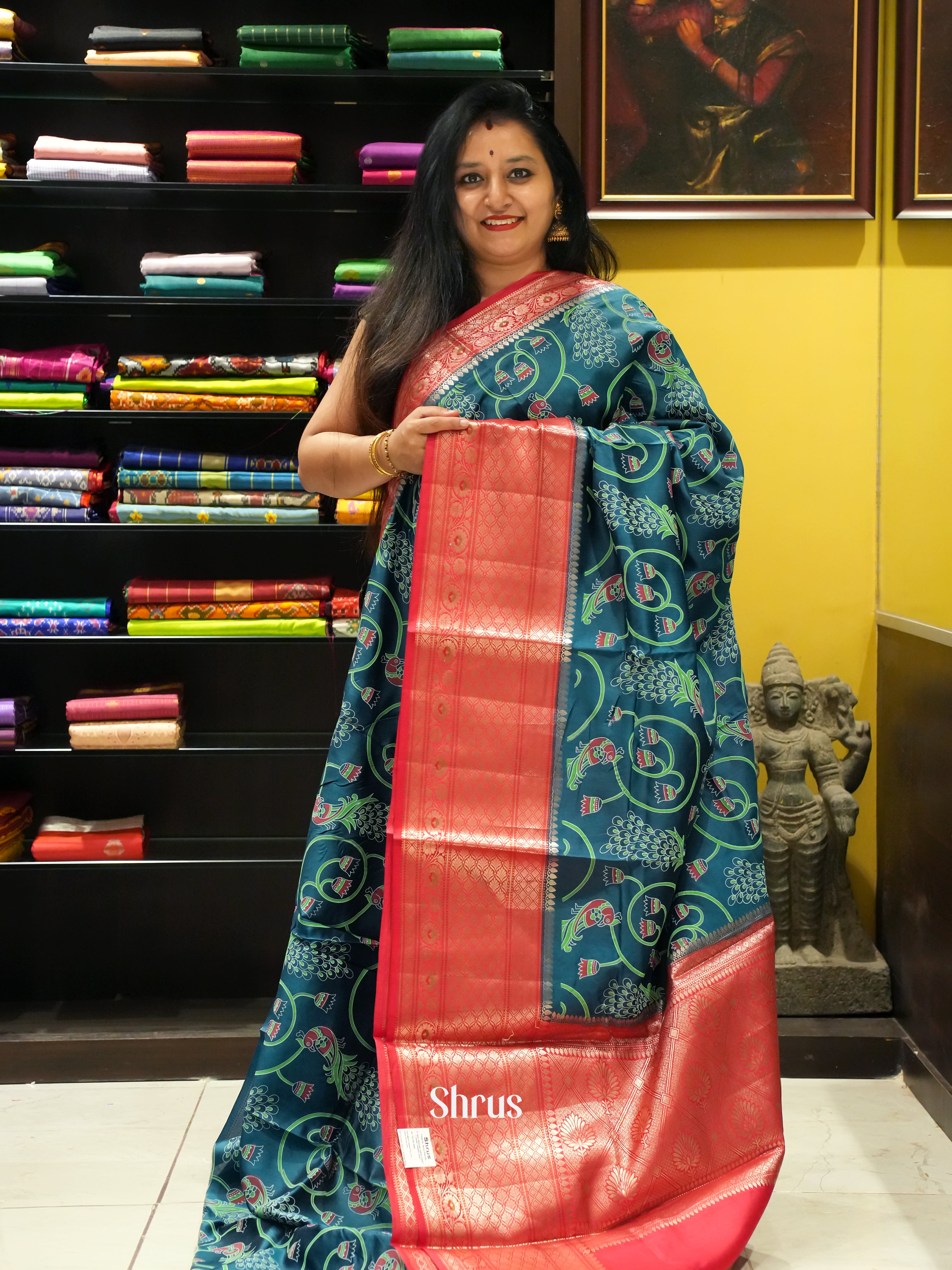designer Blue & Pink - Tussar Saree