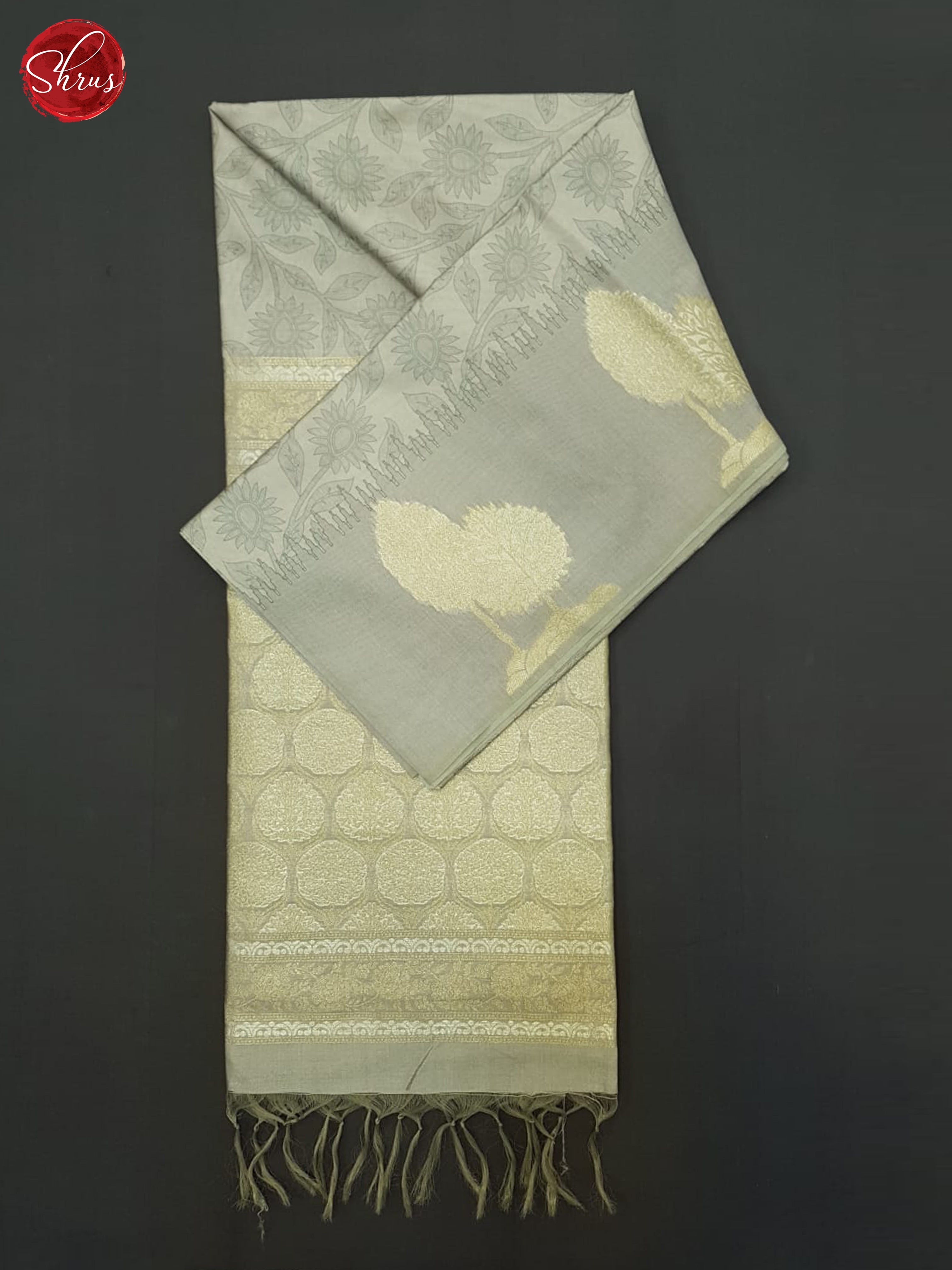 Grey(Single Tone) - Semi Silkcotton Saree - Shop on ShrusEternity.com