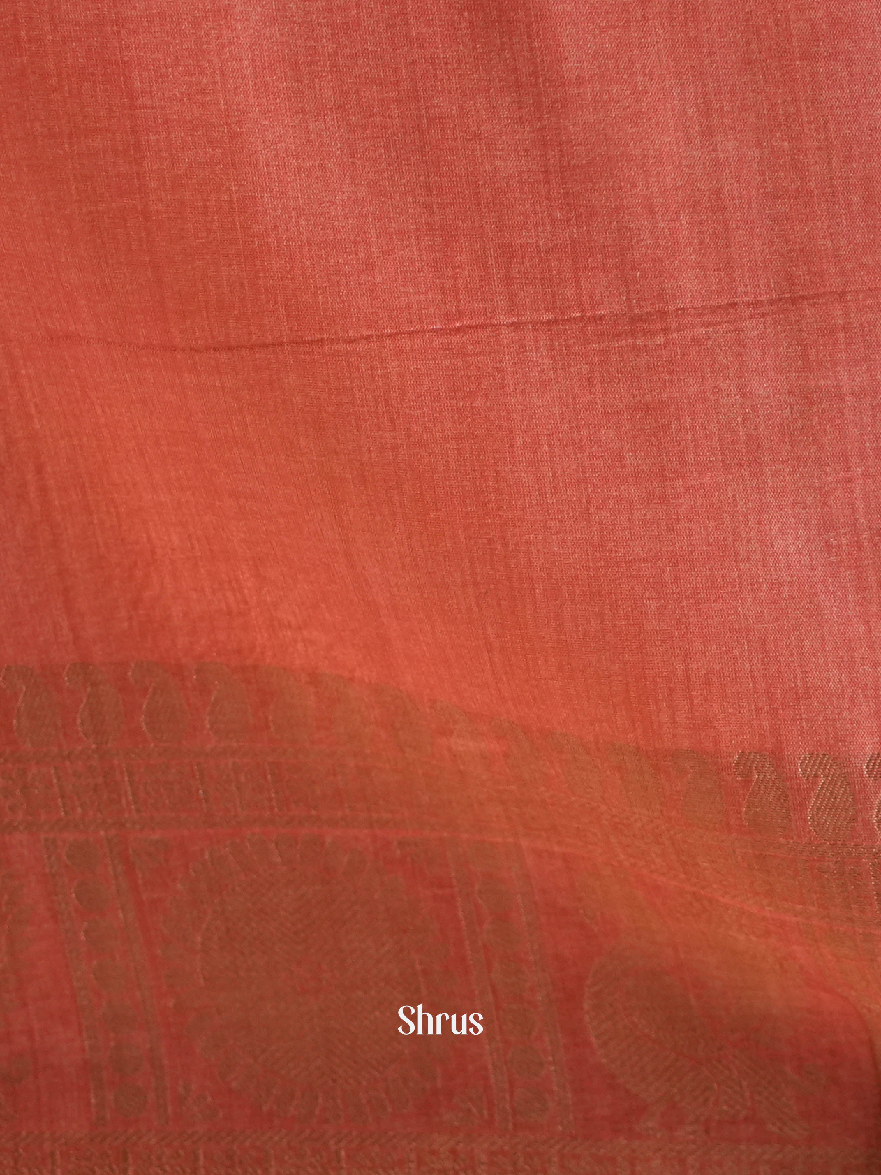 Pale Orange(SIngle Tone)- Semi Tussar Saree - Shop on ShrusEternity.com
