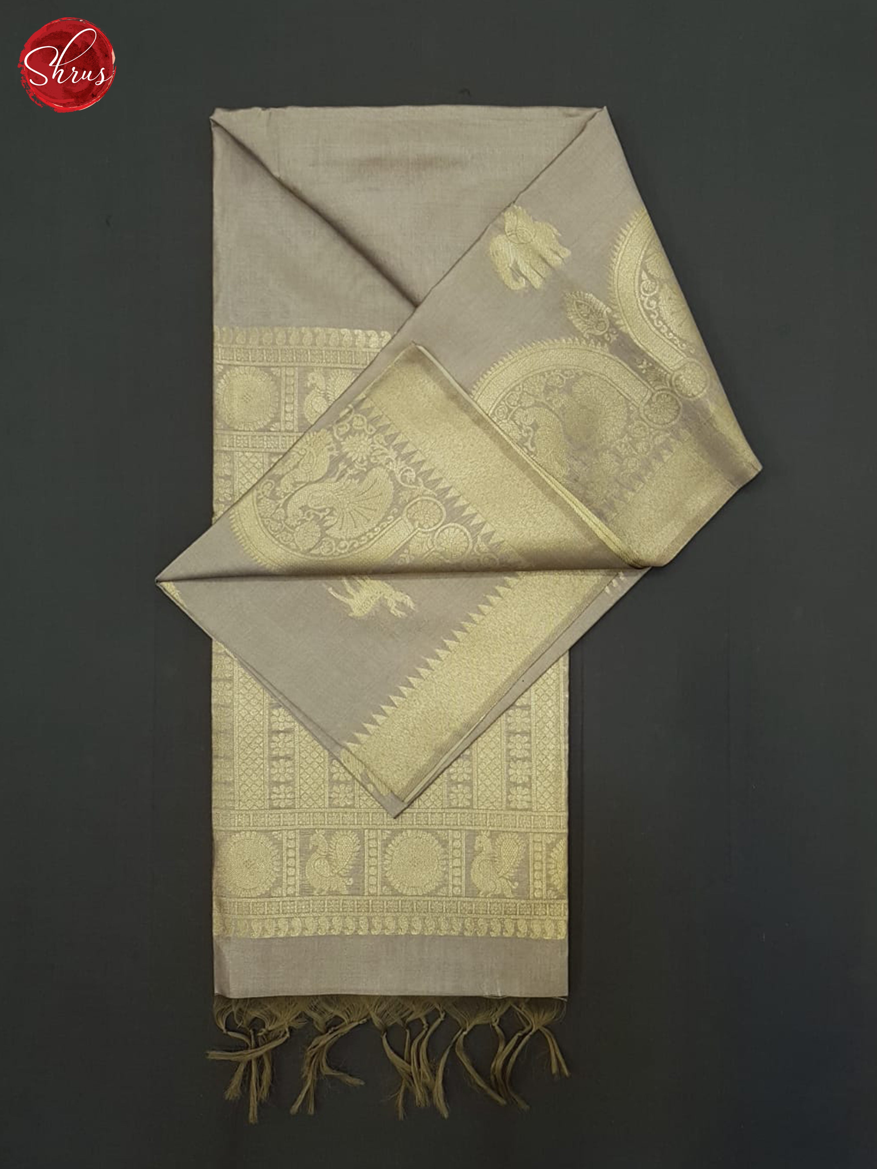 Grey(Single Tone) - Semi Silkcotton Saree - Shop on ShrusEternity.com