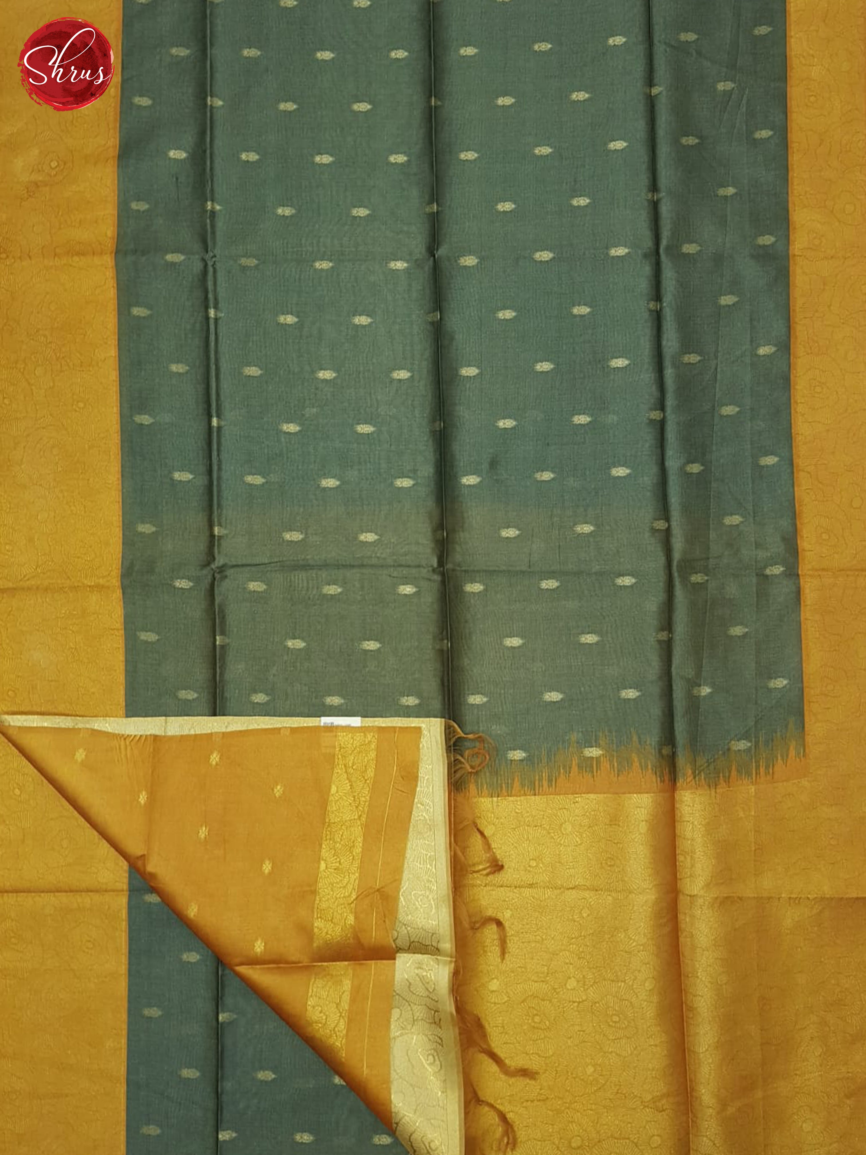 Grey & Mustard - Semi Silkcotton Saree - Shop on ShrusEternity.com