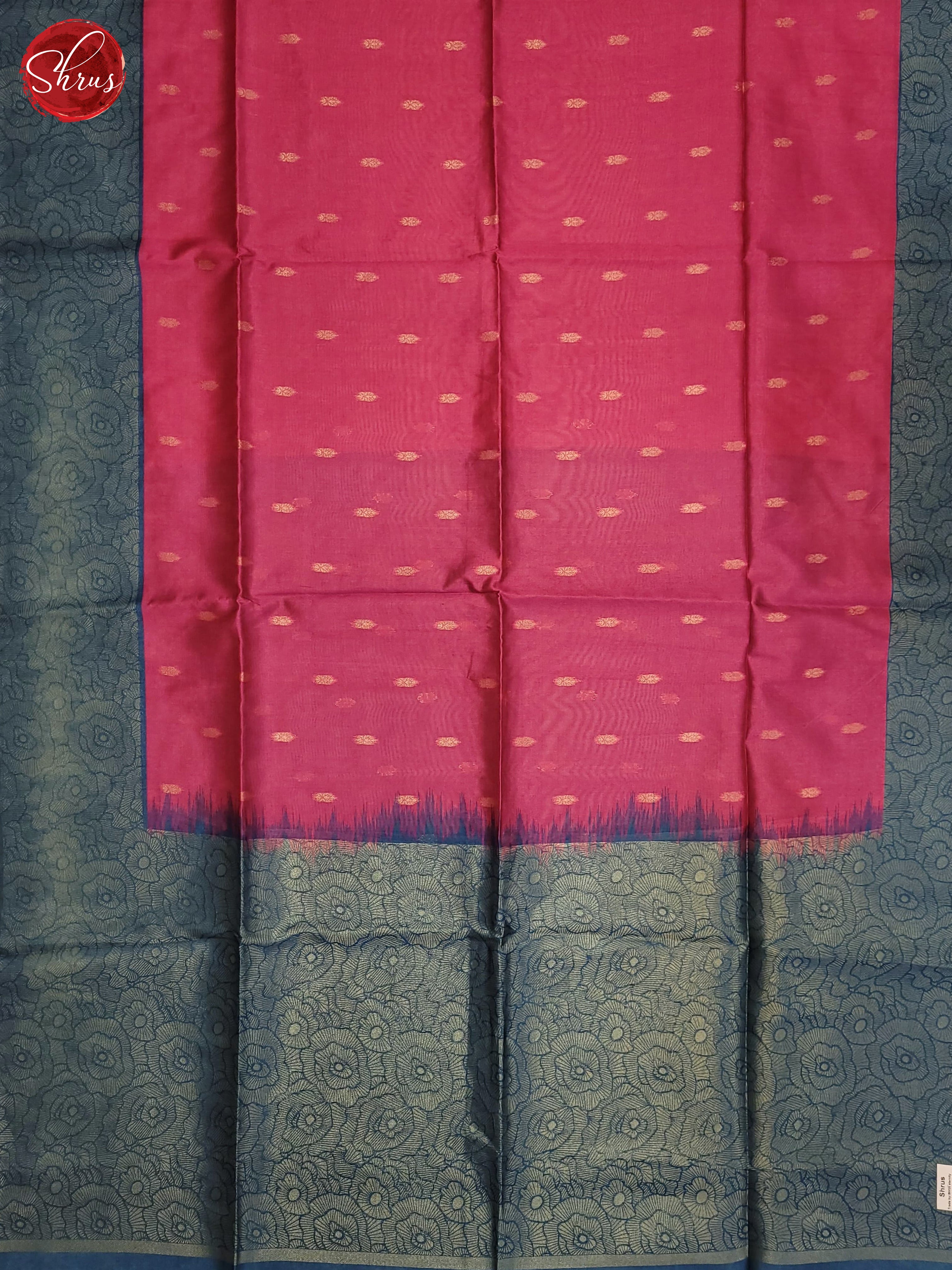 Pink & Blue - Semi Silkcotton Saree - Shop on ShrusEternity.com