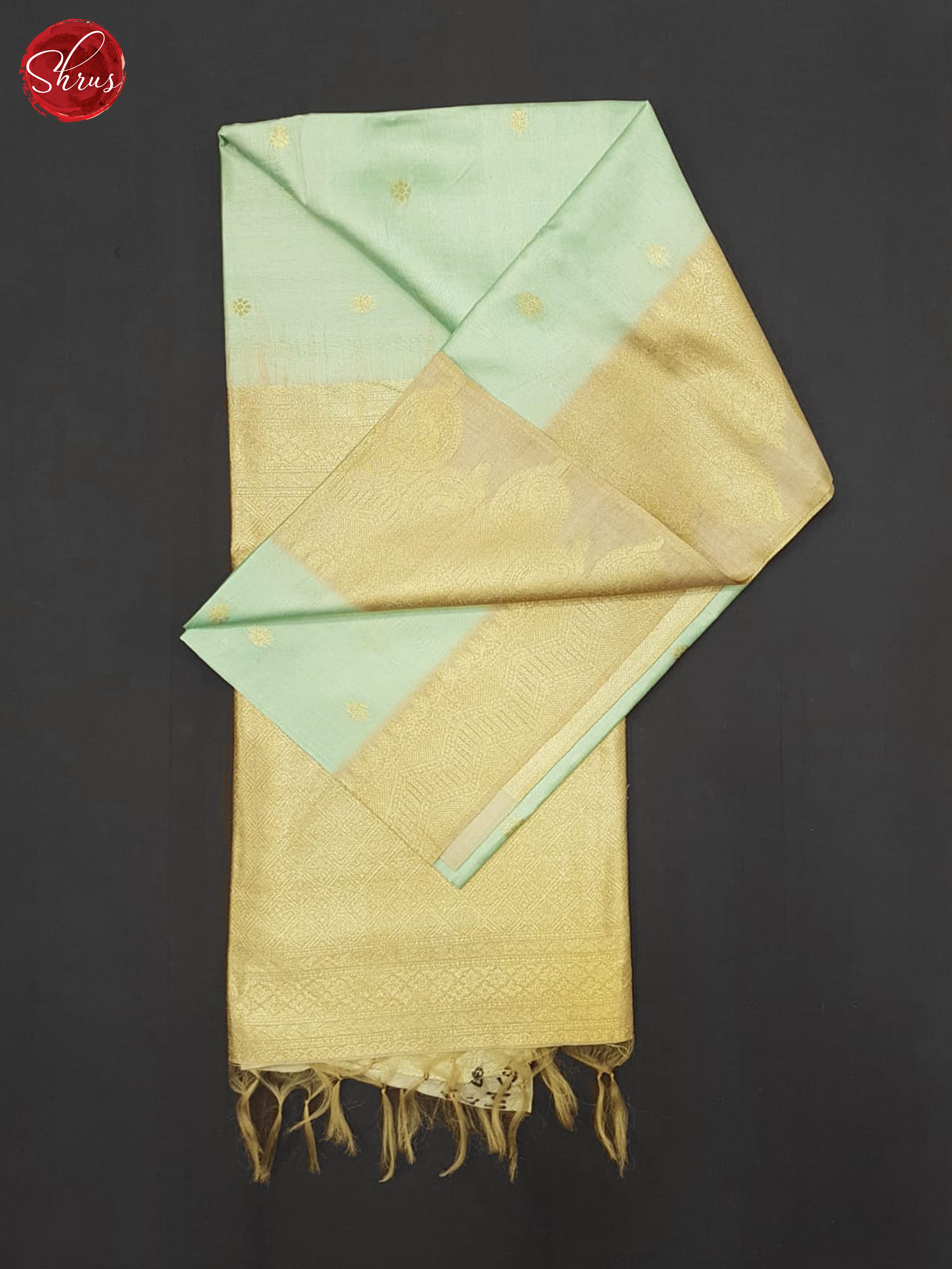 Aqua Green & Beige- Semi Silkcotton Saree - Shop on ShrusEternity.com