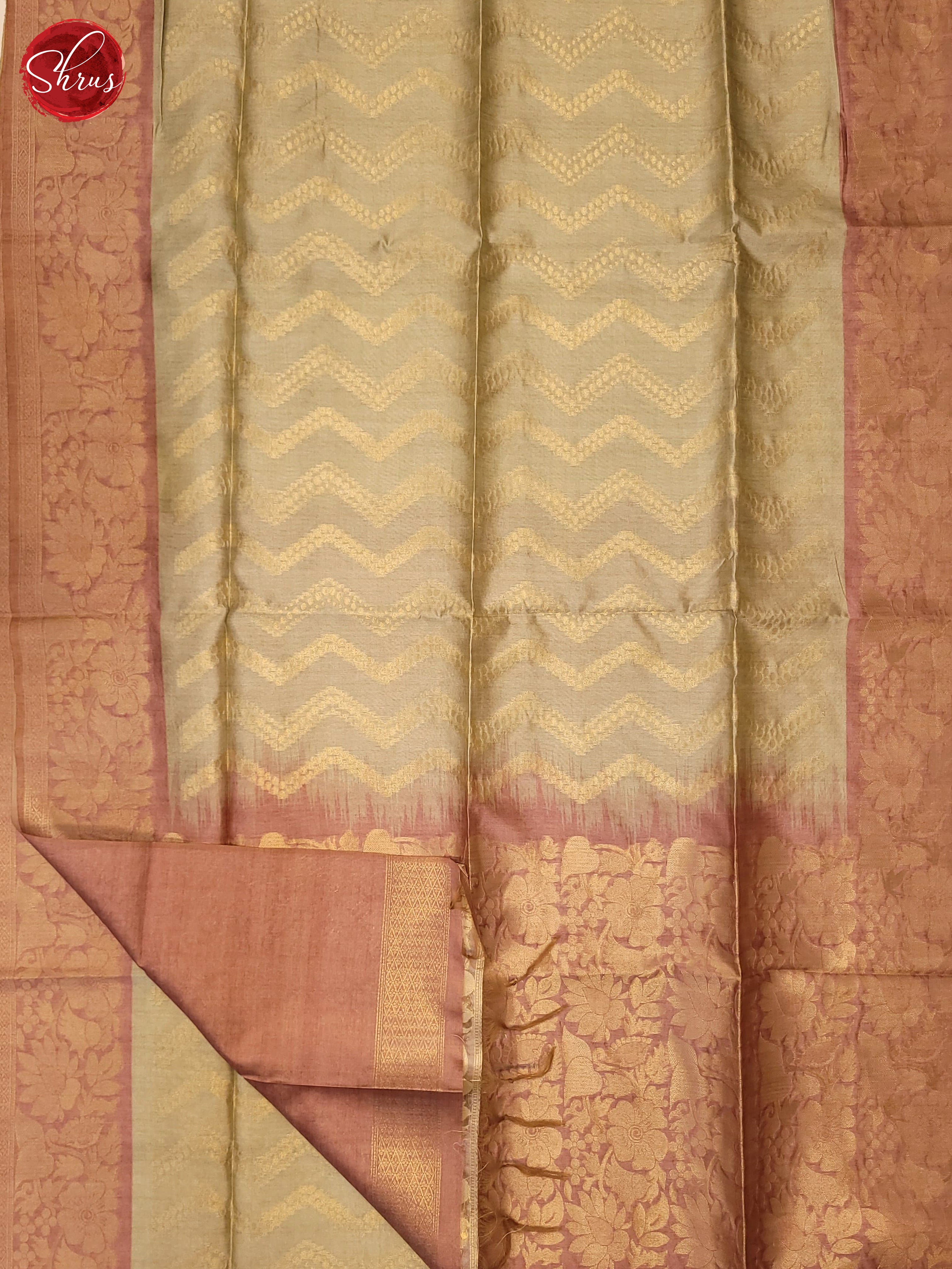 Grey& Pink- Semi Silkcotton Saree - Shop on ShrusEternity.com