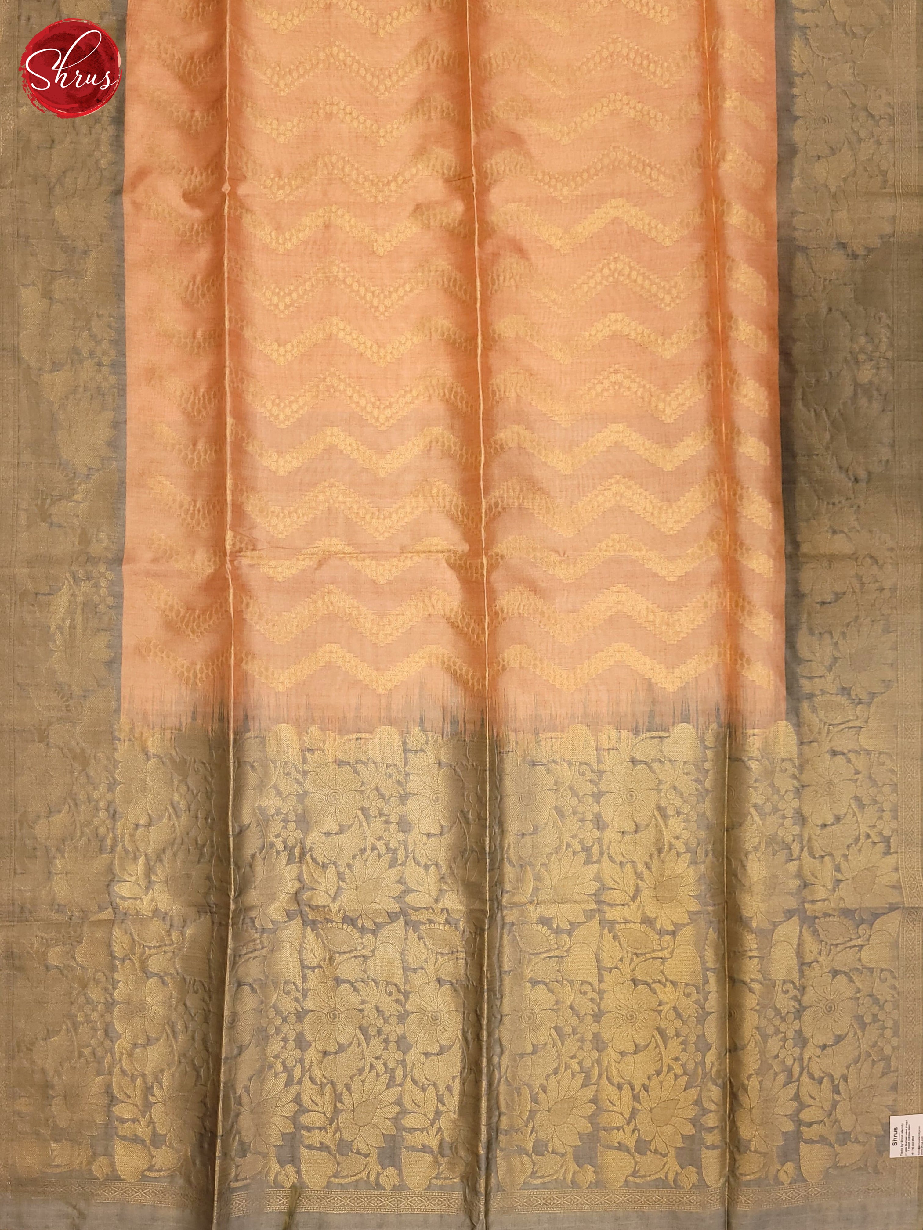 Peach & Grey- Semi Silkcotton Saree - Shop on ShrusEternity.com