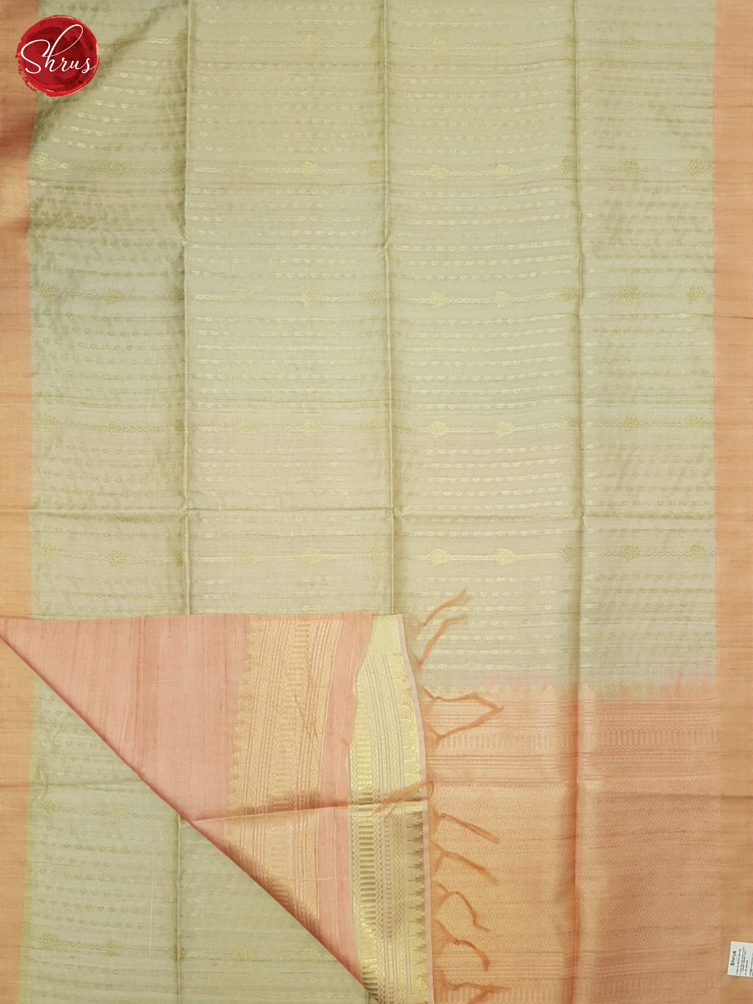 Grey & Orangish Pink - Semi Silkcotton Saree - Shop on ShrusEternity.com