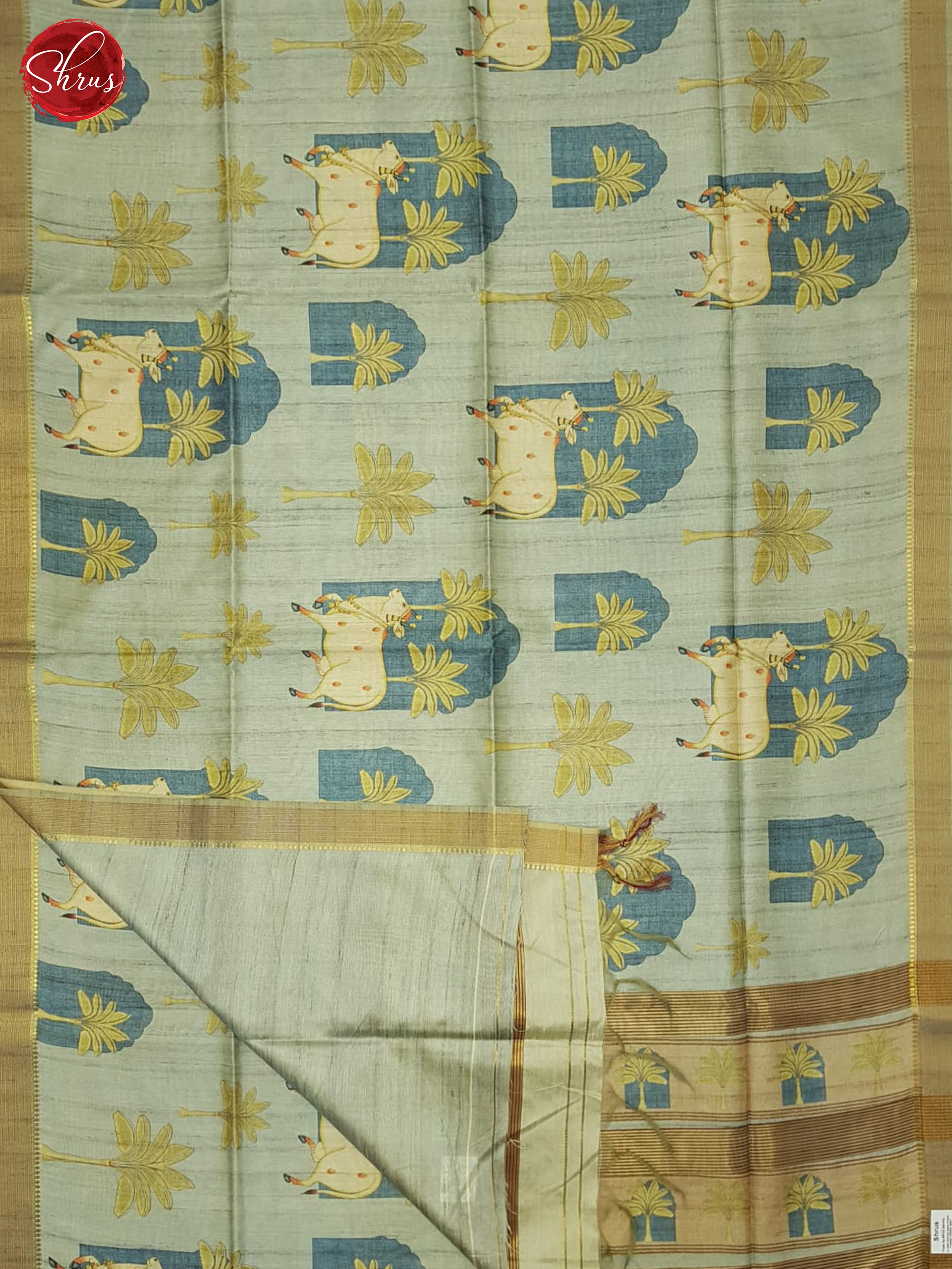 Blue(Single Tone) - Semi Silkcotton Saree - Shop on ShrusEternity.com