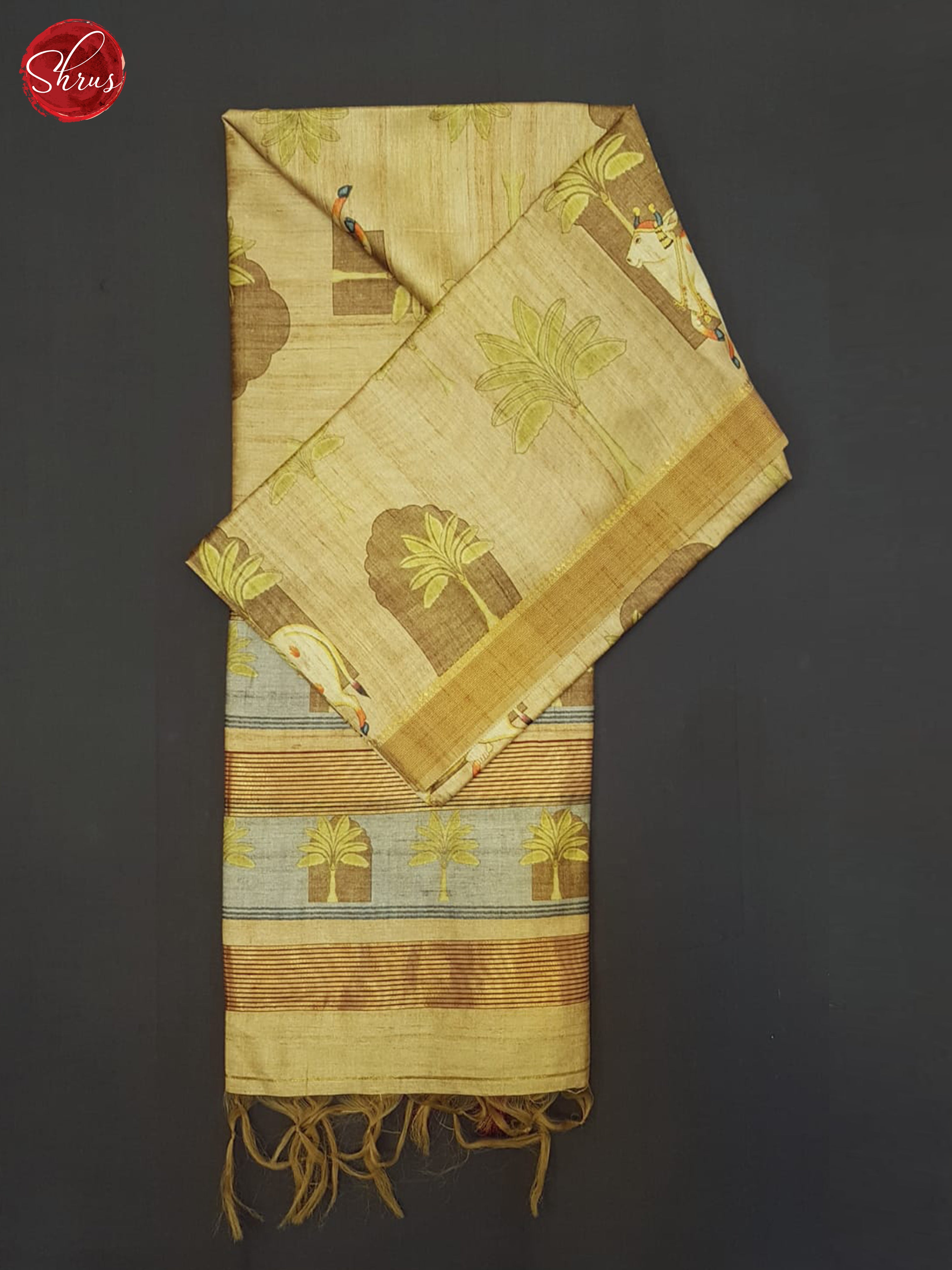 Beige & Brown - Semi Silkcotton Saree - Shop on ShrusEternity.com