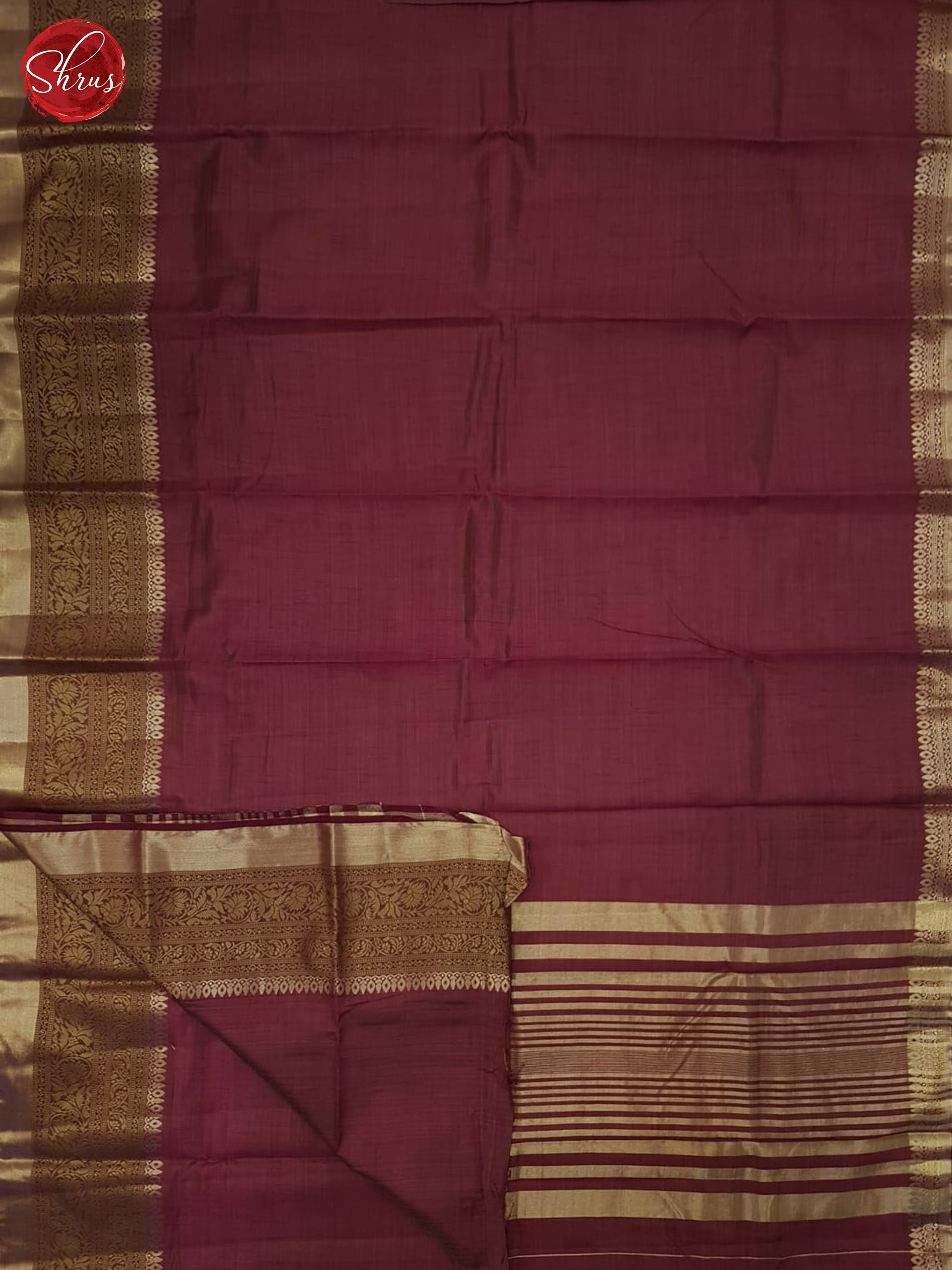 Maroon(Single Tone) - Semi Dupion Saree - Shop on ShrusEternity.com