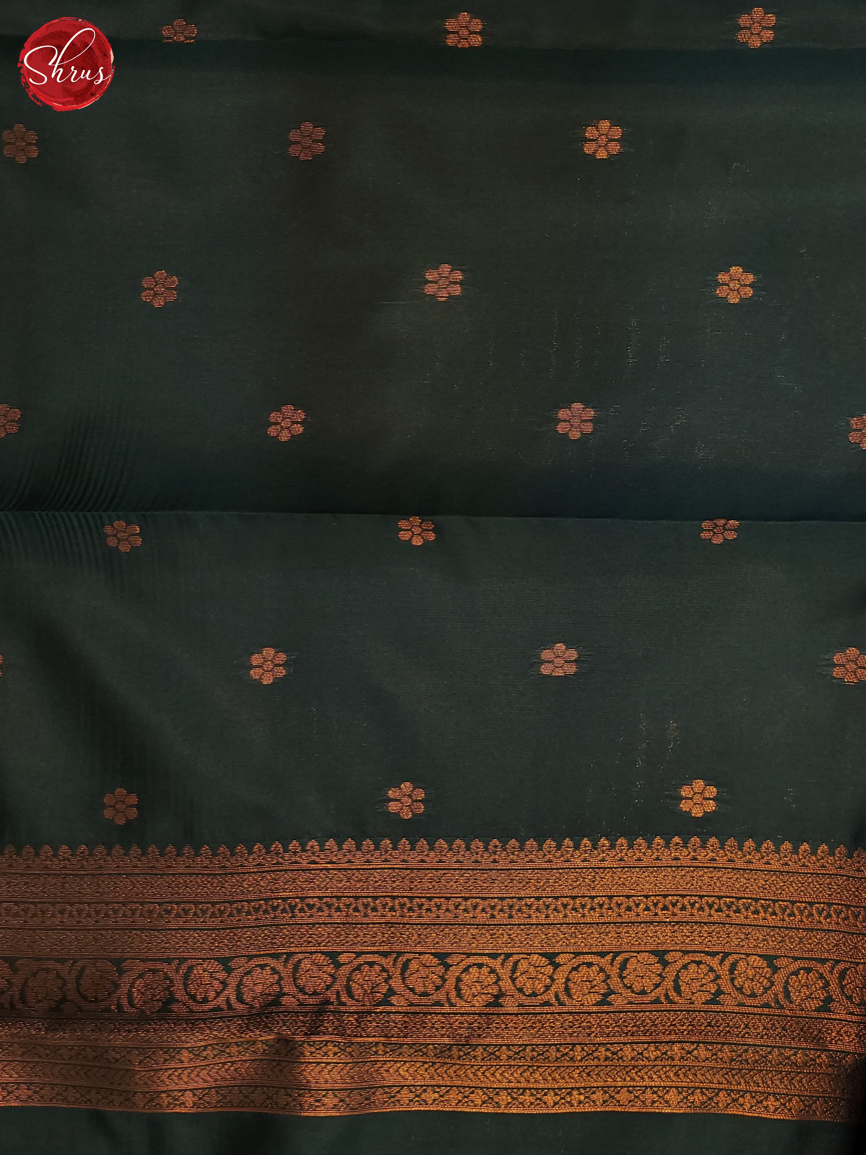Peachish Pink & Green - Semi Kanchipuram Saree - Shop on ShrusEternity.com