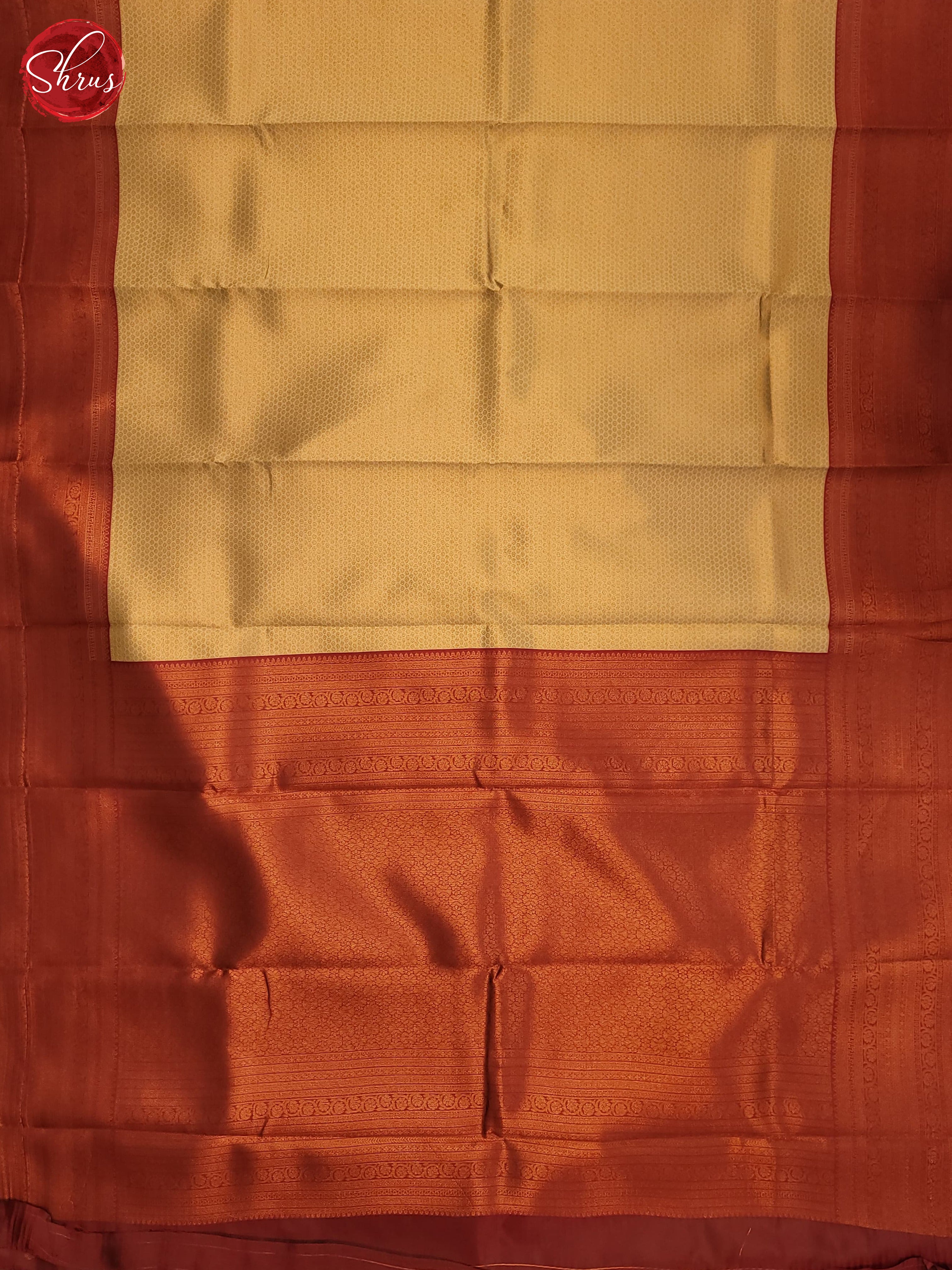 Cream & Maroon- Semi Kanchipuram Saree - Shop on ShrusEternity.com