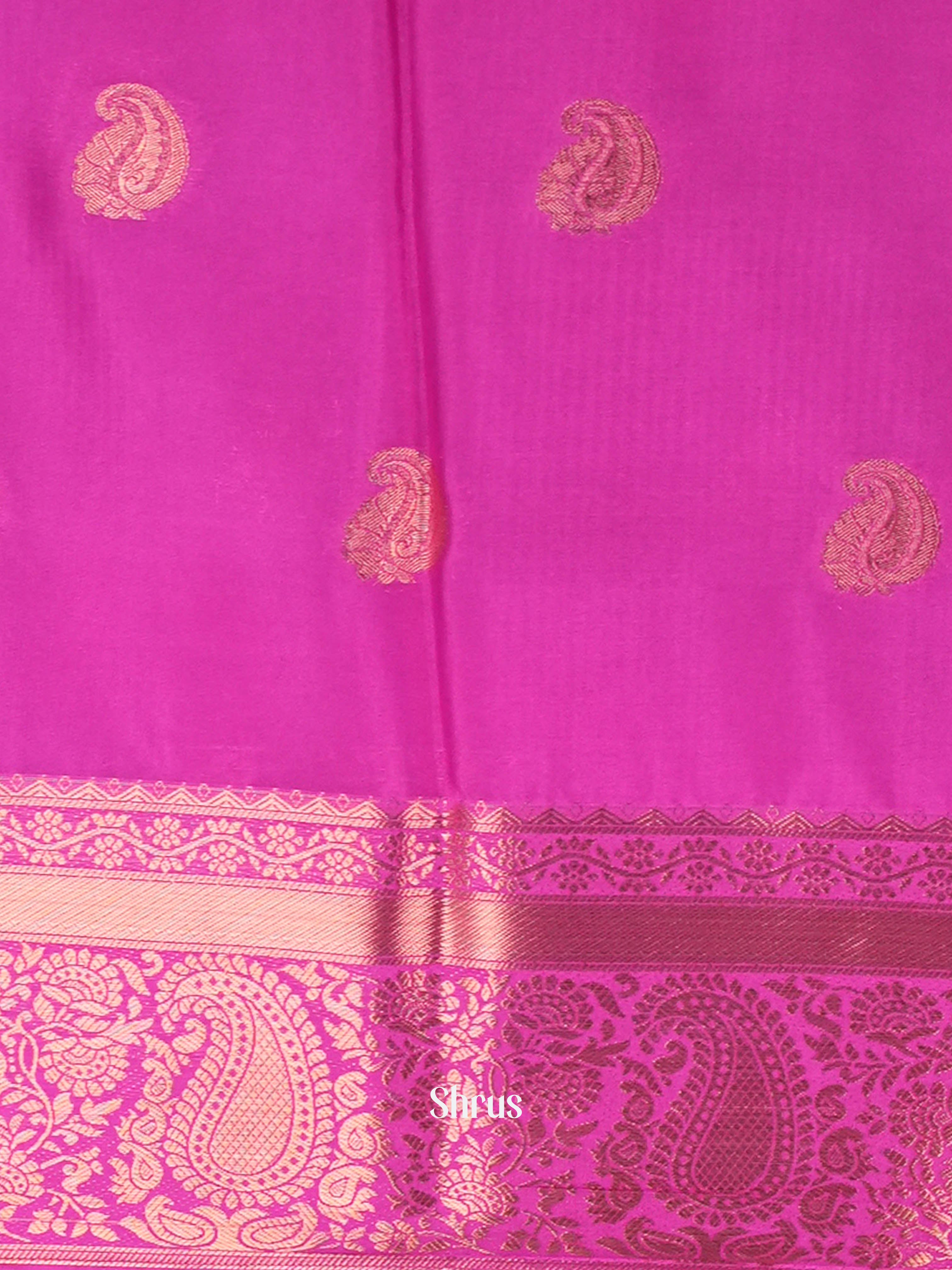 Green & Pink - Semi Mysoresilk Saree - Shop on ShrusEternity.com