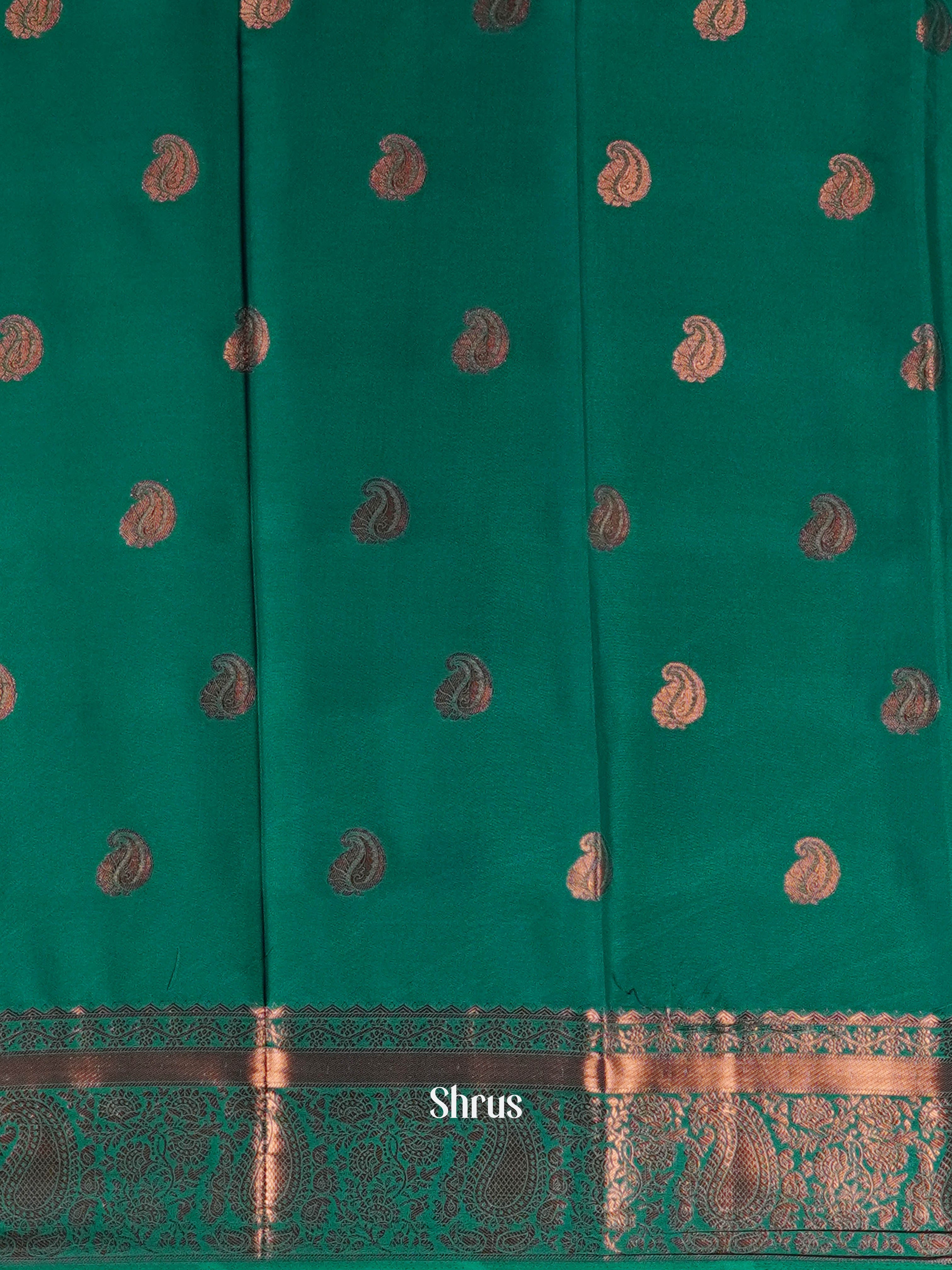 Grey & Green - Semi Mysore silk - Shop on ShrusEternity.com