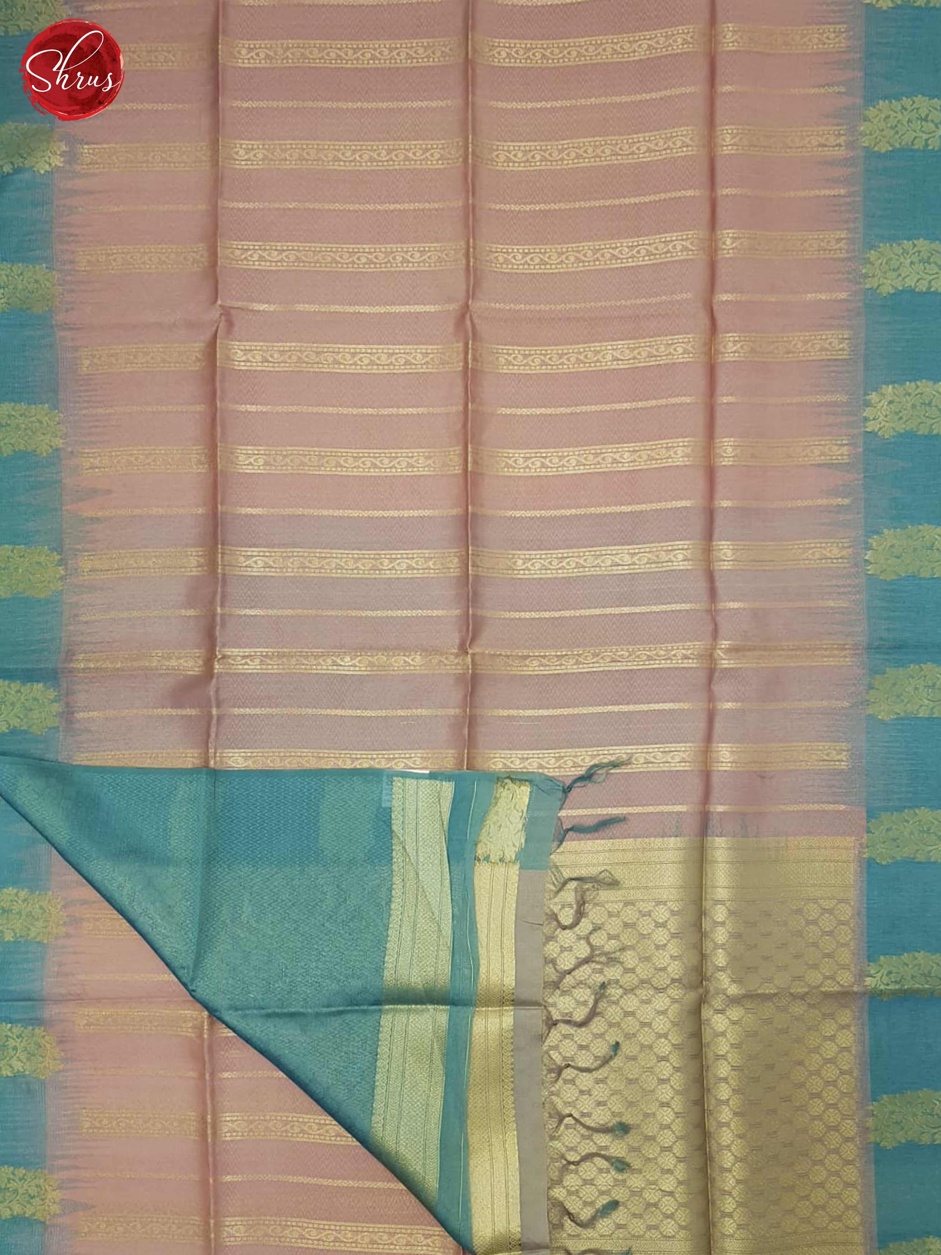 Mild Lavender & Blue- Semi Silkcotton Saree - Shop on ShrusEternity.com