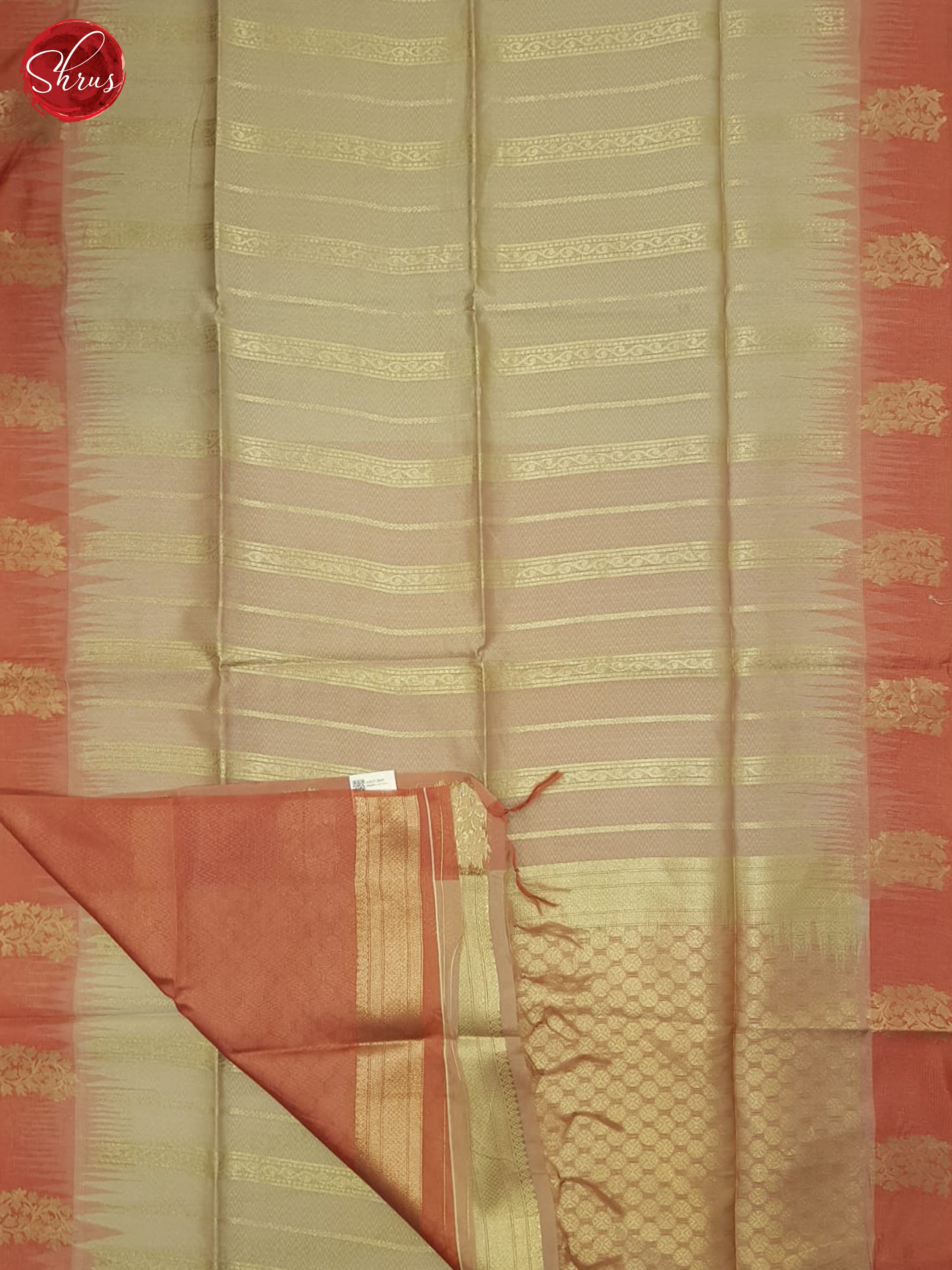 Light Brown & Brick Orange- Semi Silkcotton Saree - Shop on ShrusEternity.com
