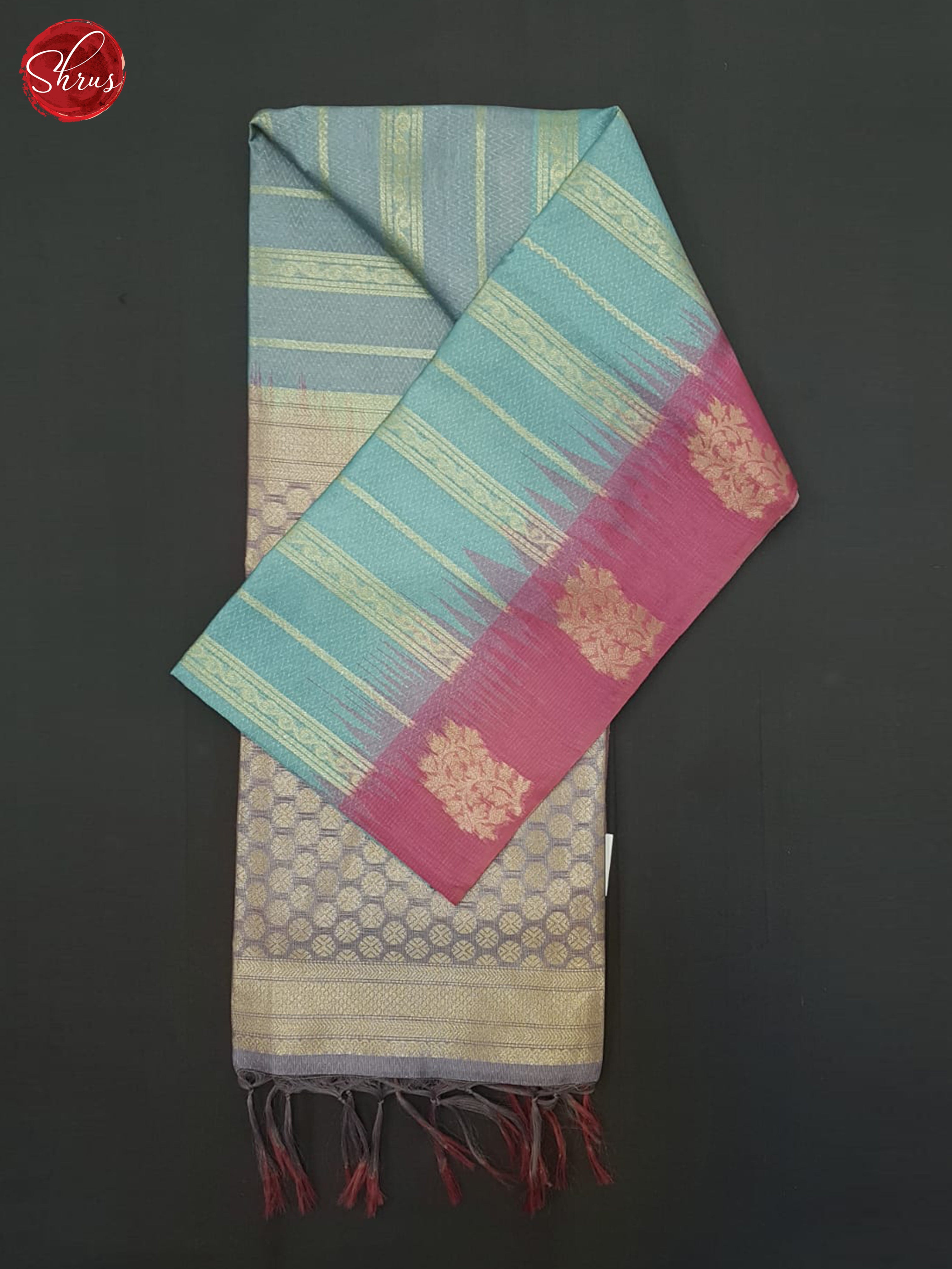 Blue & Pink - Semi Silkcotton Saree - Shop on ShrusEternity.com