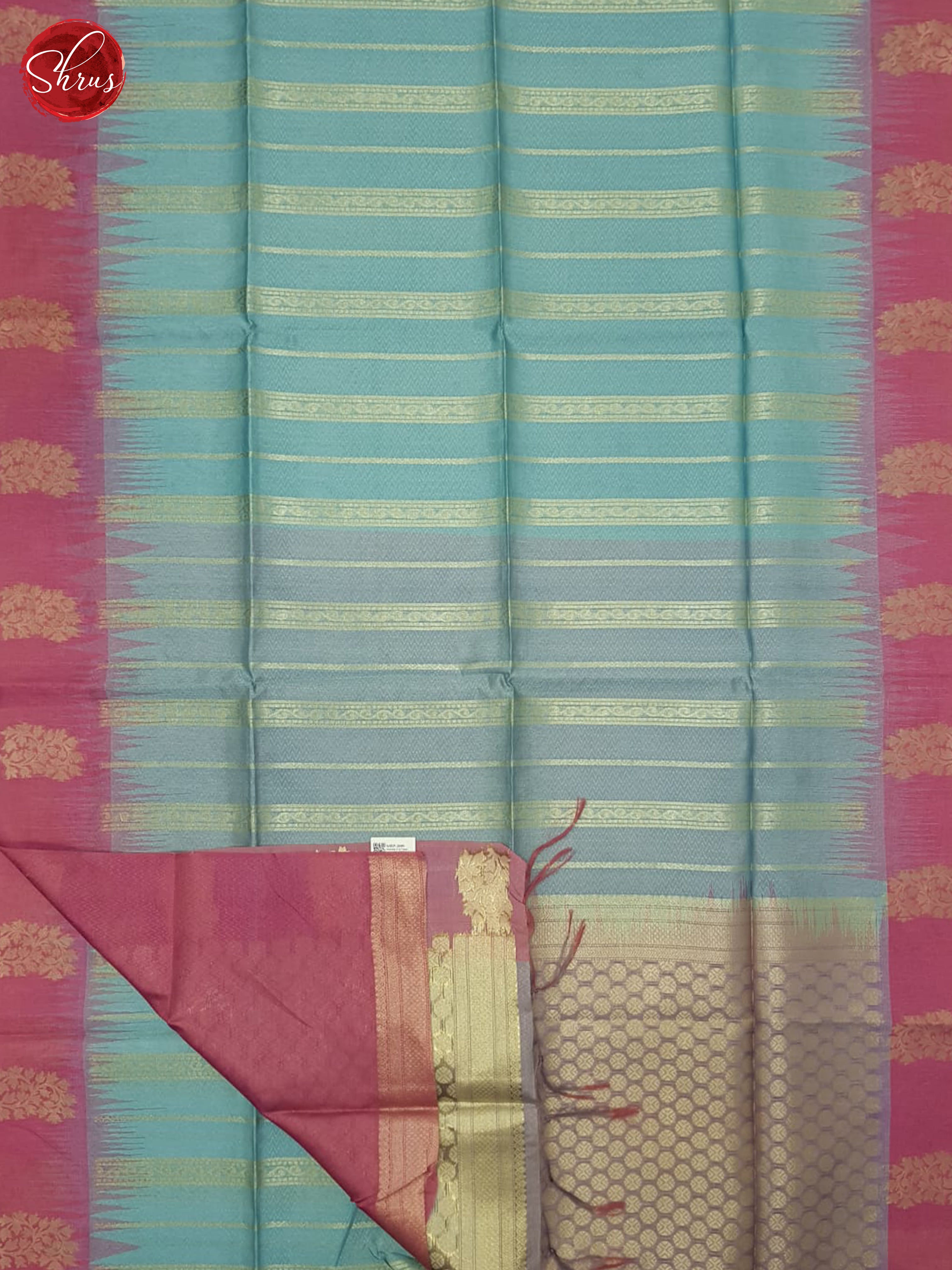 Blue & Pink - Semi Silkcotton Saree - Shop on ShrusEternity.com
