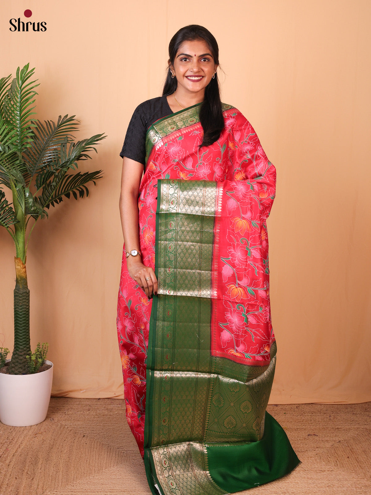 Red & Green - Tussar Saree
