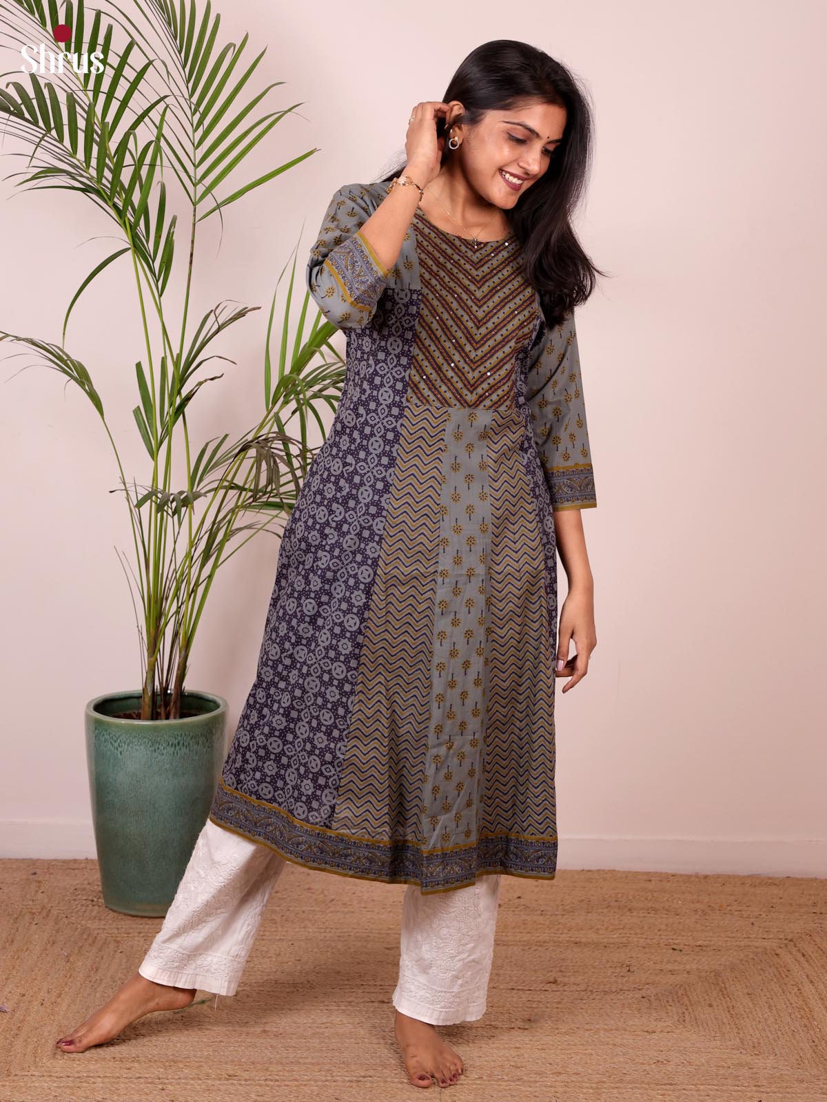 Grey & Blue- Readymade Suits - Shop on ShrusEternity.com