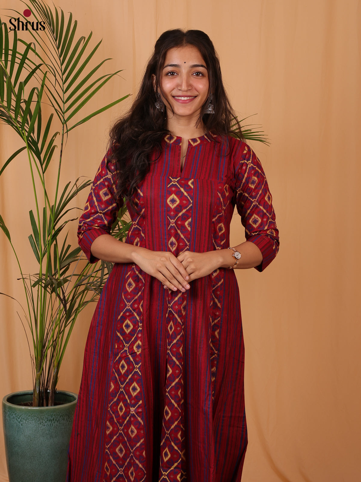 Maroon- Readymade Kurti - Shop on ShrusEternity.com