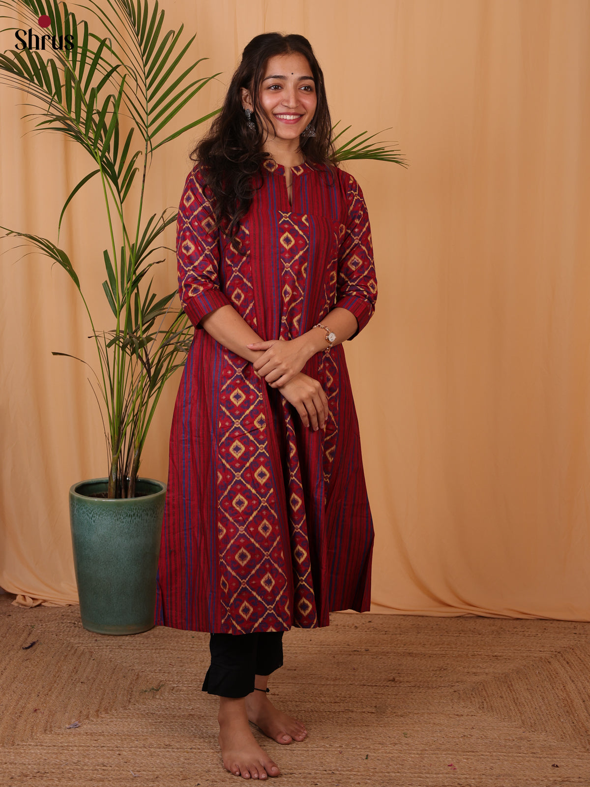 Maroon- Readymade Kurti - Shop on ShrusEternity.com