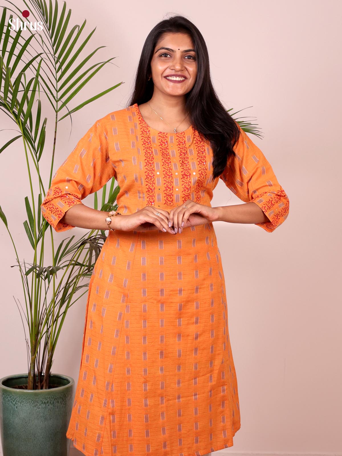 Orange - Readymade Kurti - Shop on ShrusEternity.com