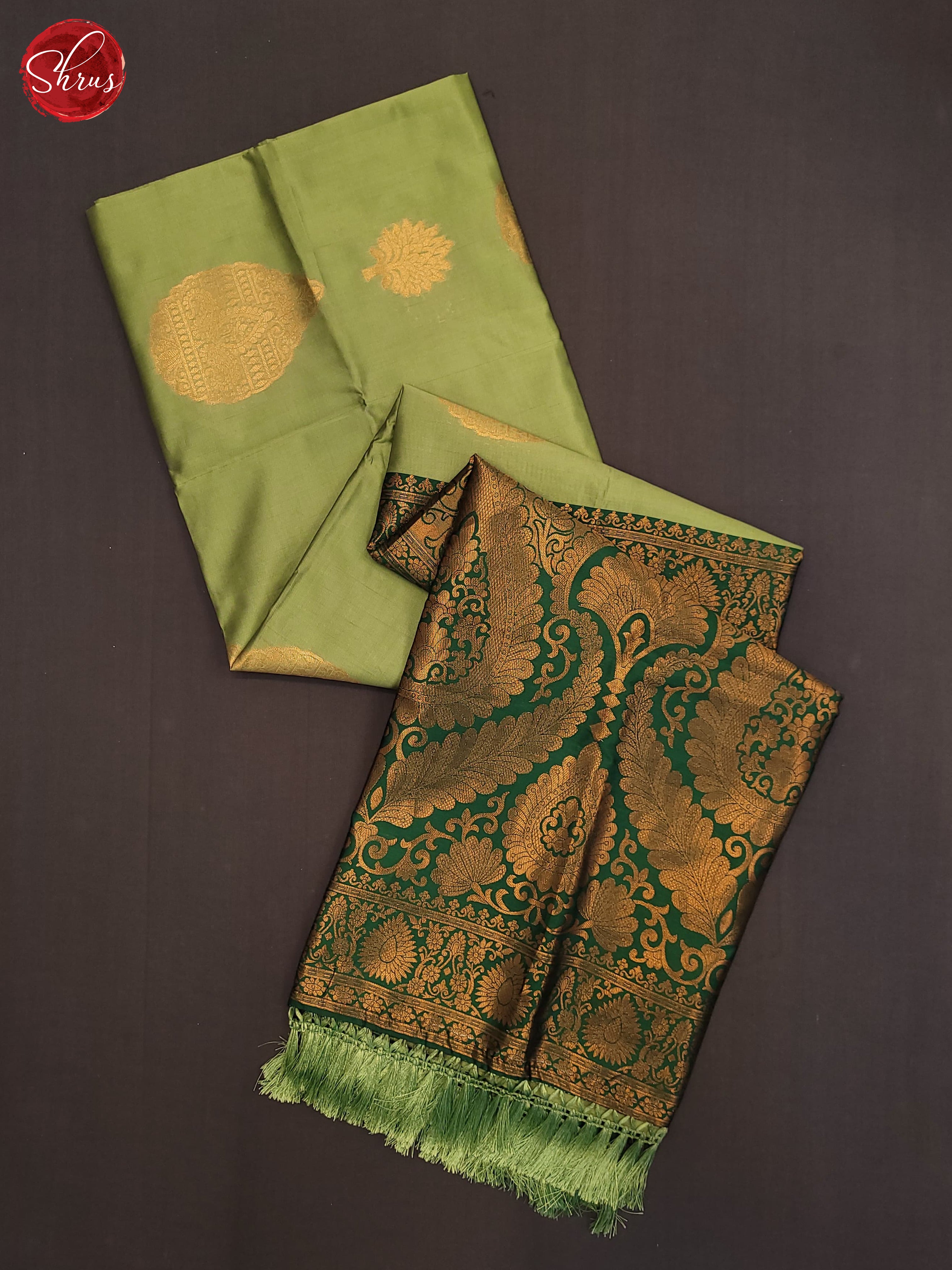 Pista Green & Green - Semi Softsilk Saree - Shop on ShrusEternity.com