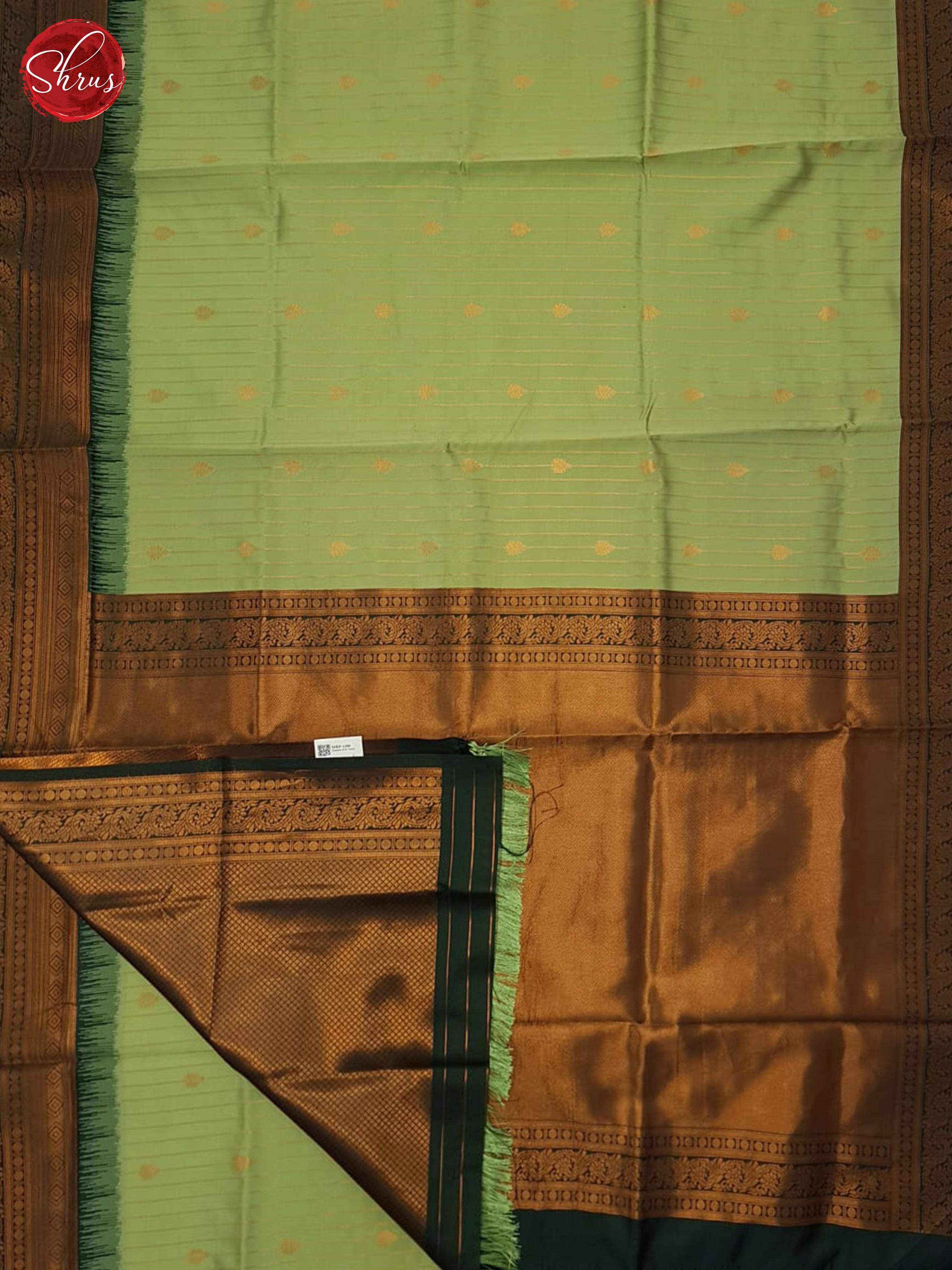 Pista Green & Green - Semi Kanchipuram Saree - Shop on ShrusEternity.com