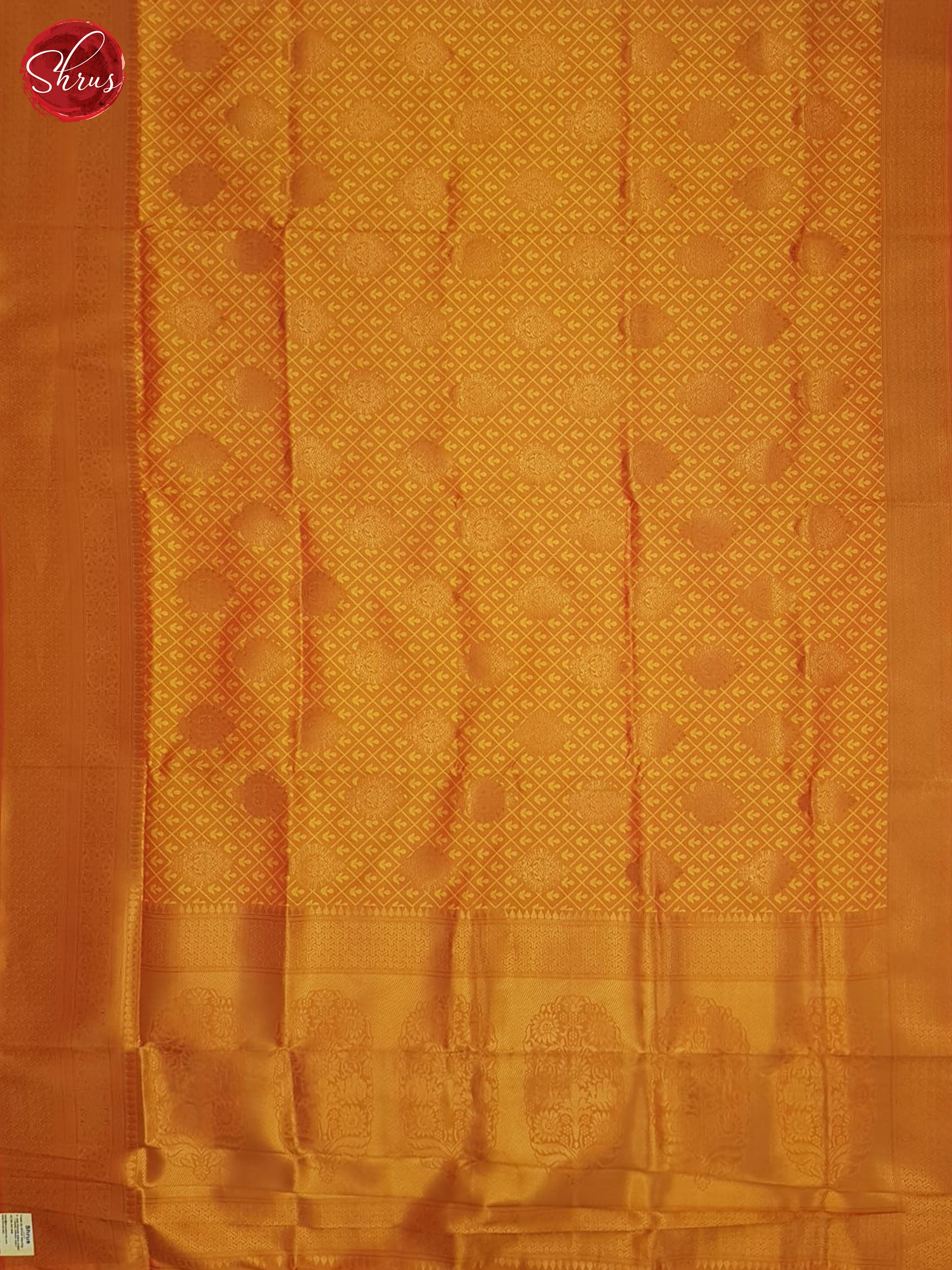 Orange(single tone)- Semi Kanchipuram Saree - Shop on ShrusEternity.com