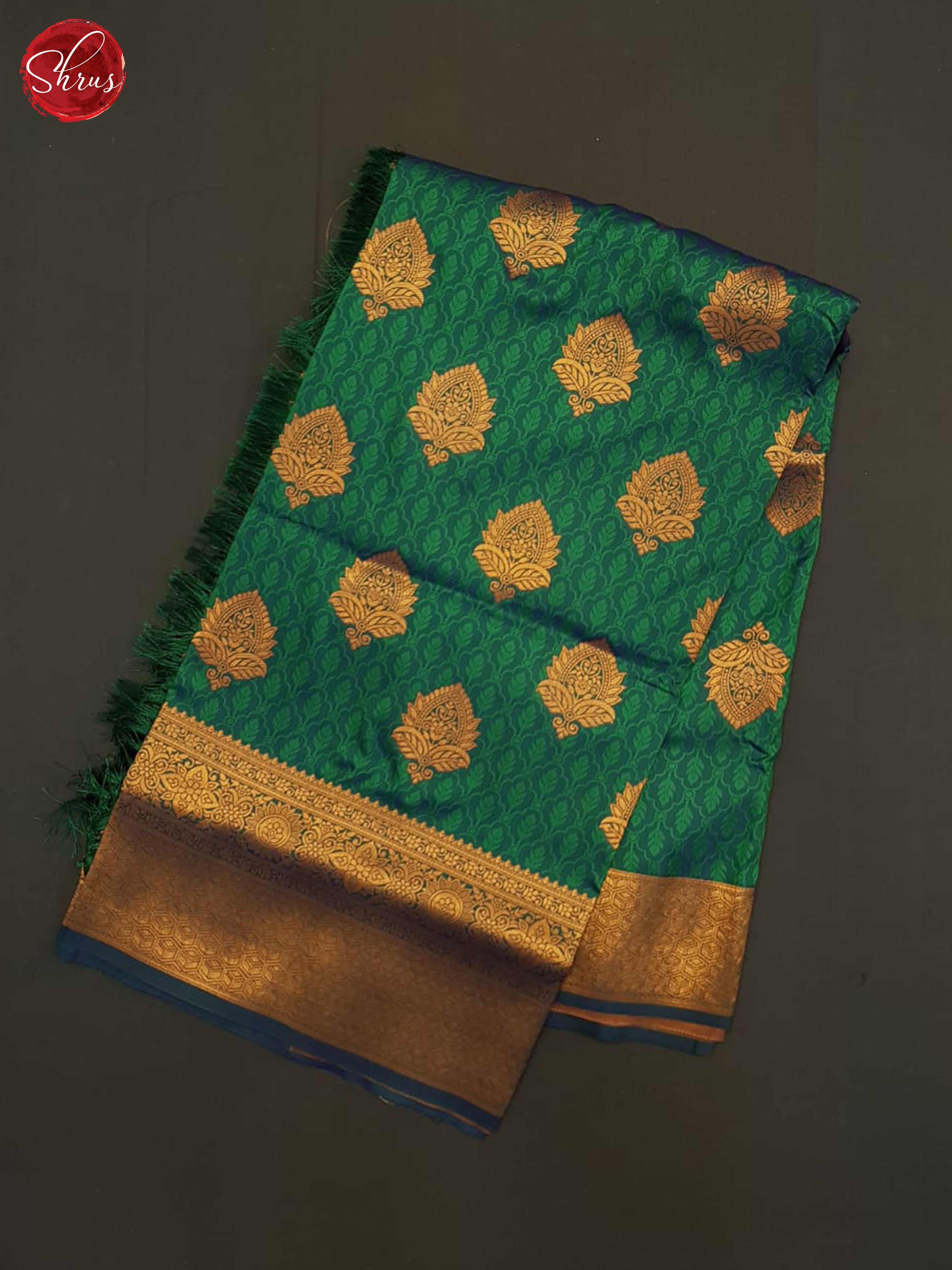 Green and Blue- Semi Kanchipuram Saree - Shop on ShrusEternity.com