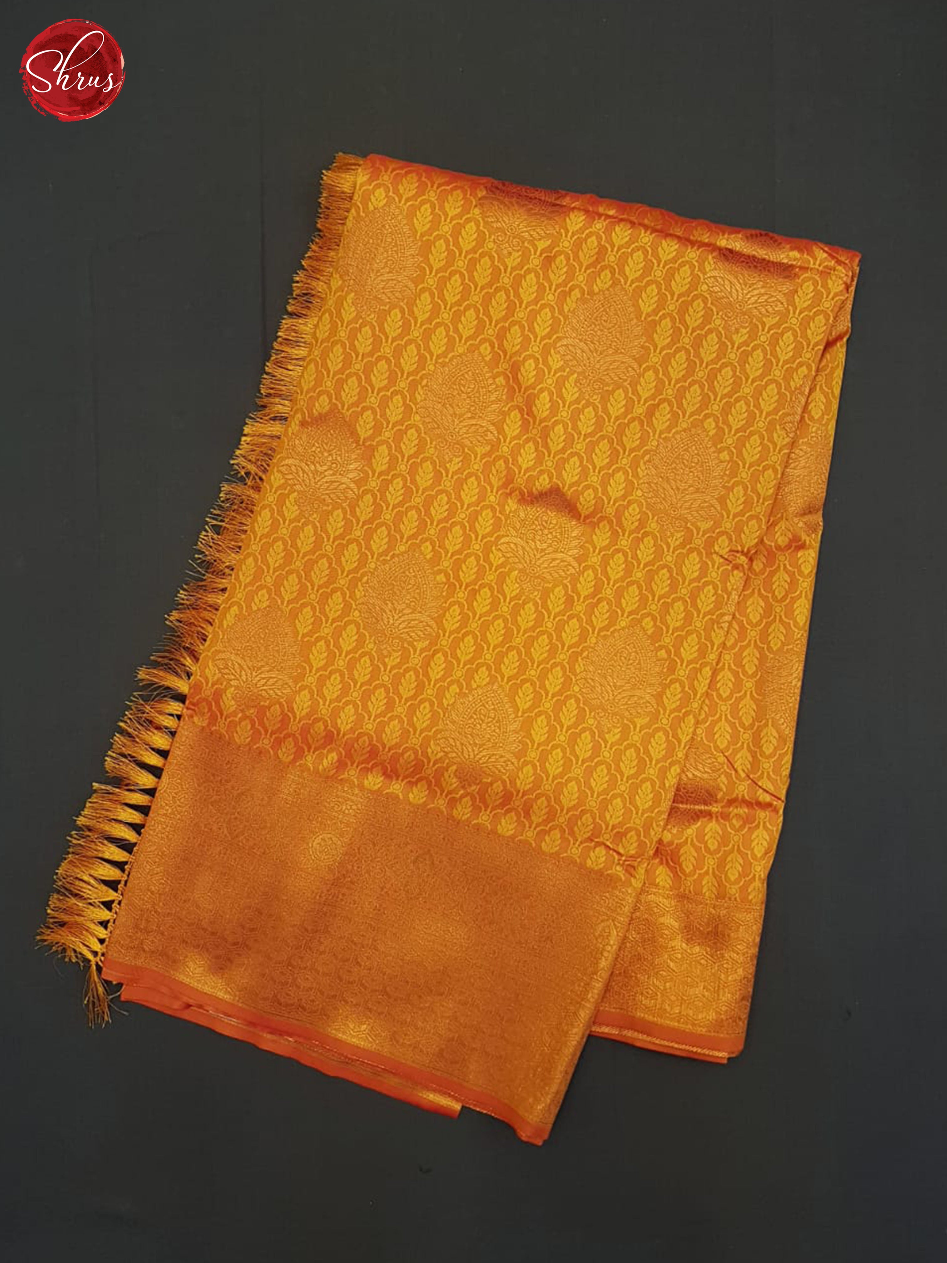 Orange(single tone)-Semi kanchipuram Saree - Shop on ShrusEternity.com