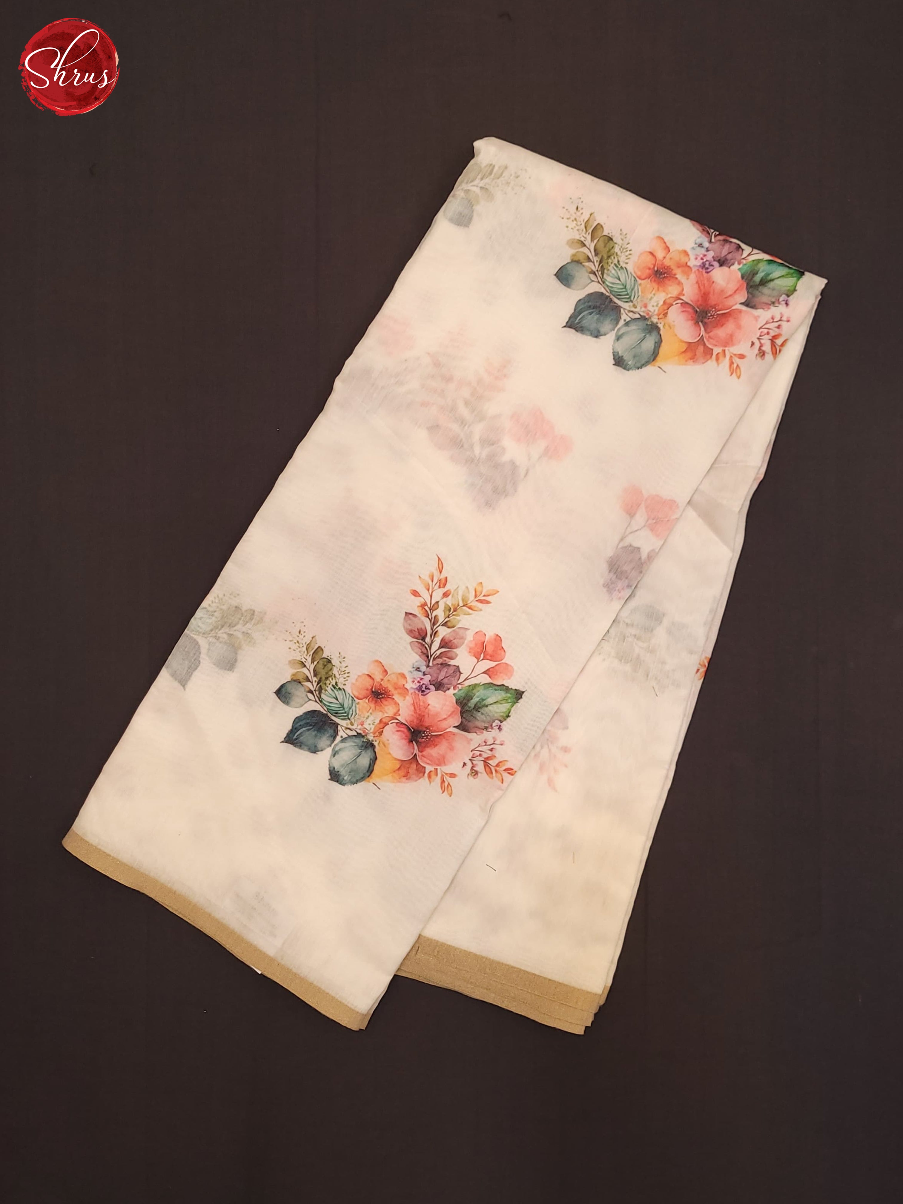 Cream(Single Tone)- Semi Chanderi Saree - Shop on ShrusEternity.com