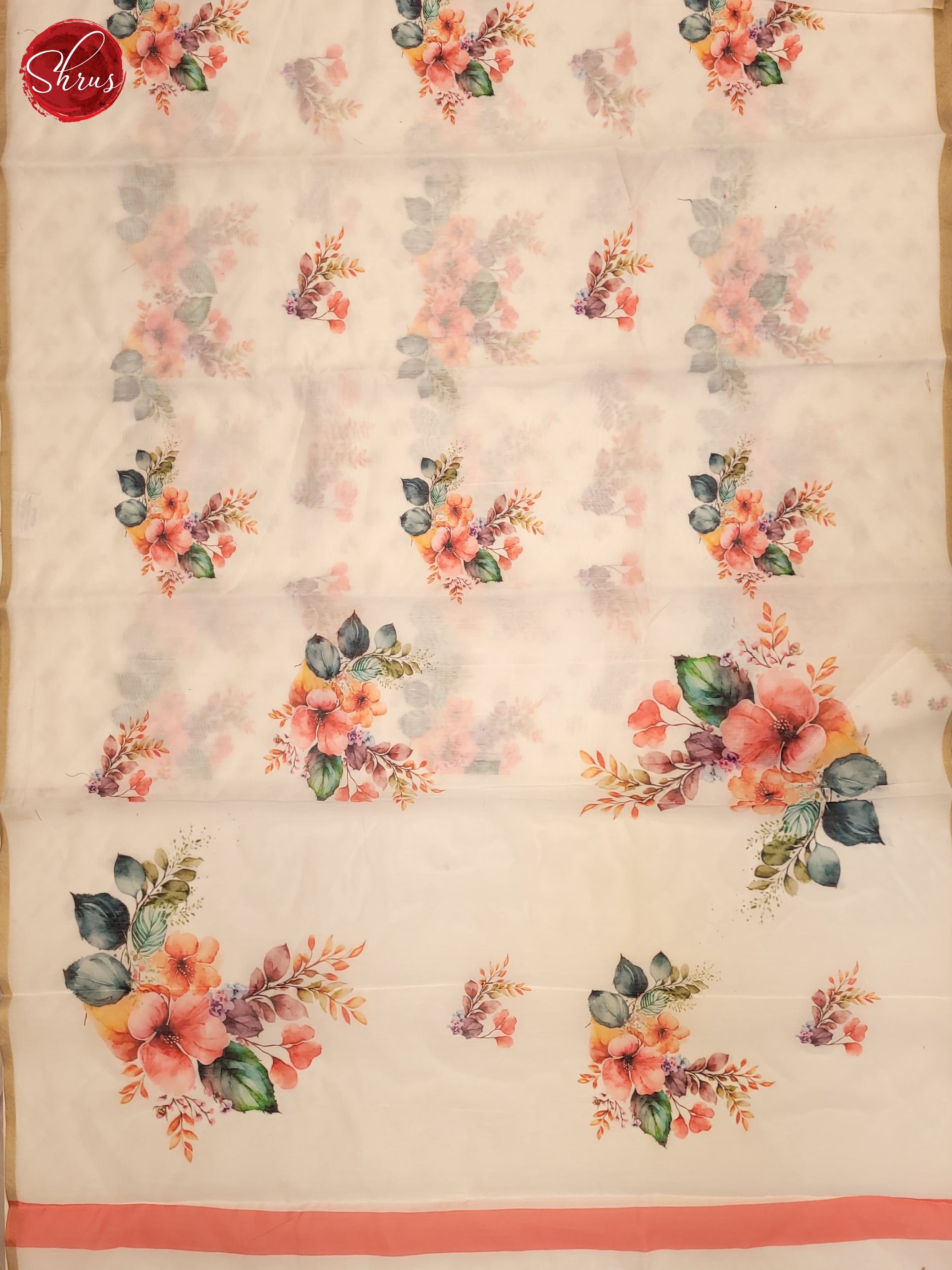 Cream(Single Tone)- Semi Chanderi Saree - Shop on ShrusEternity.com