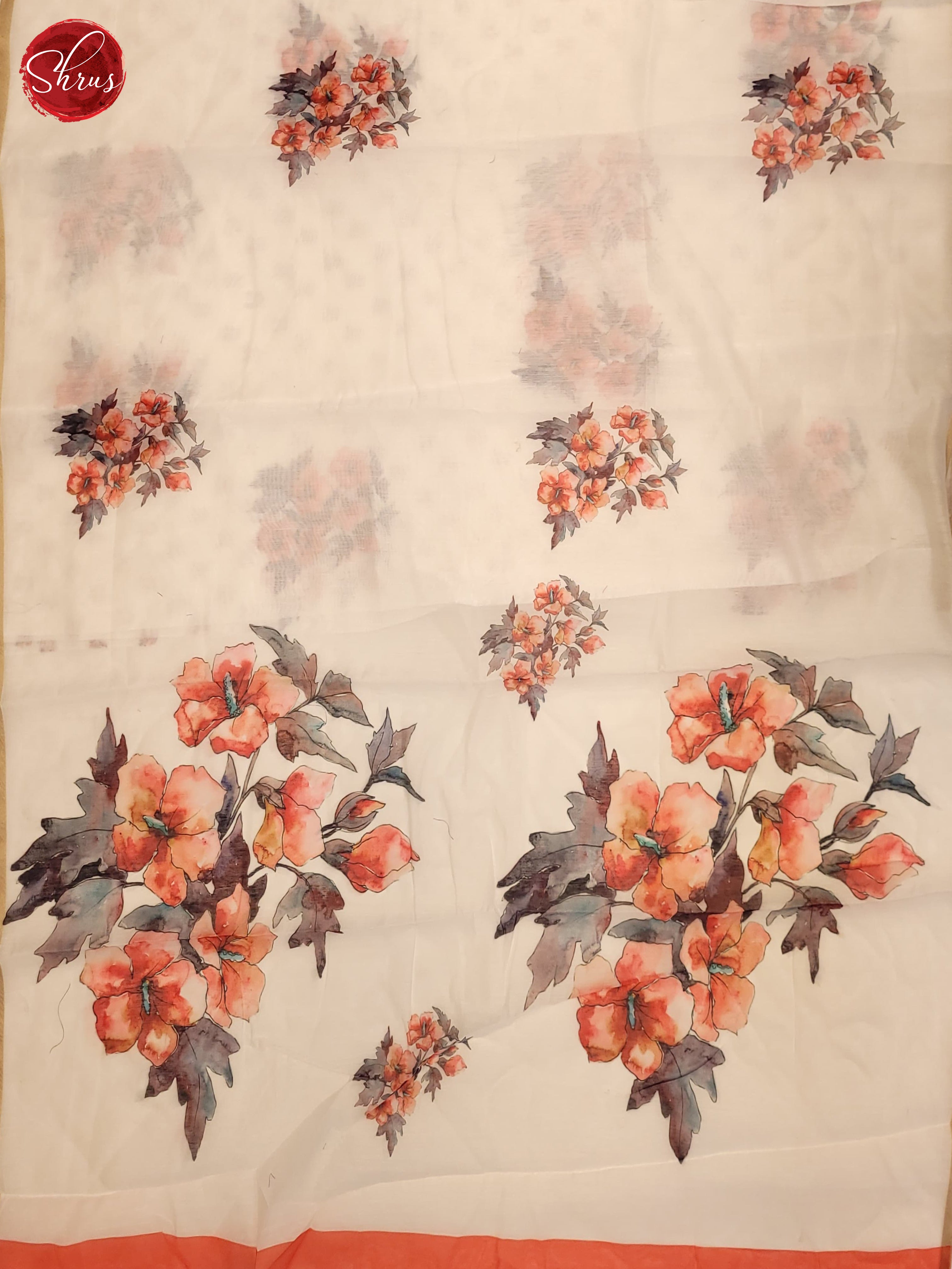 Cream(Single Tone) - Semi Chanderi Saree - Shop on ShrusEternity.com