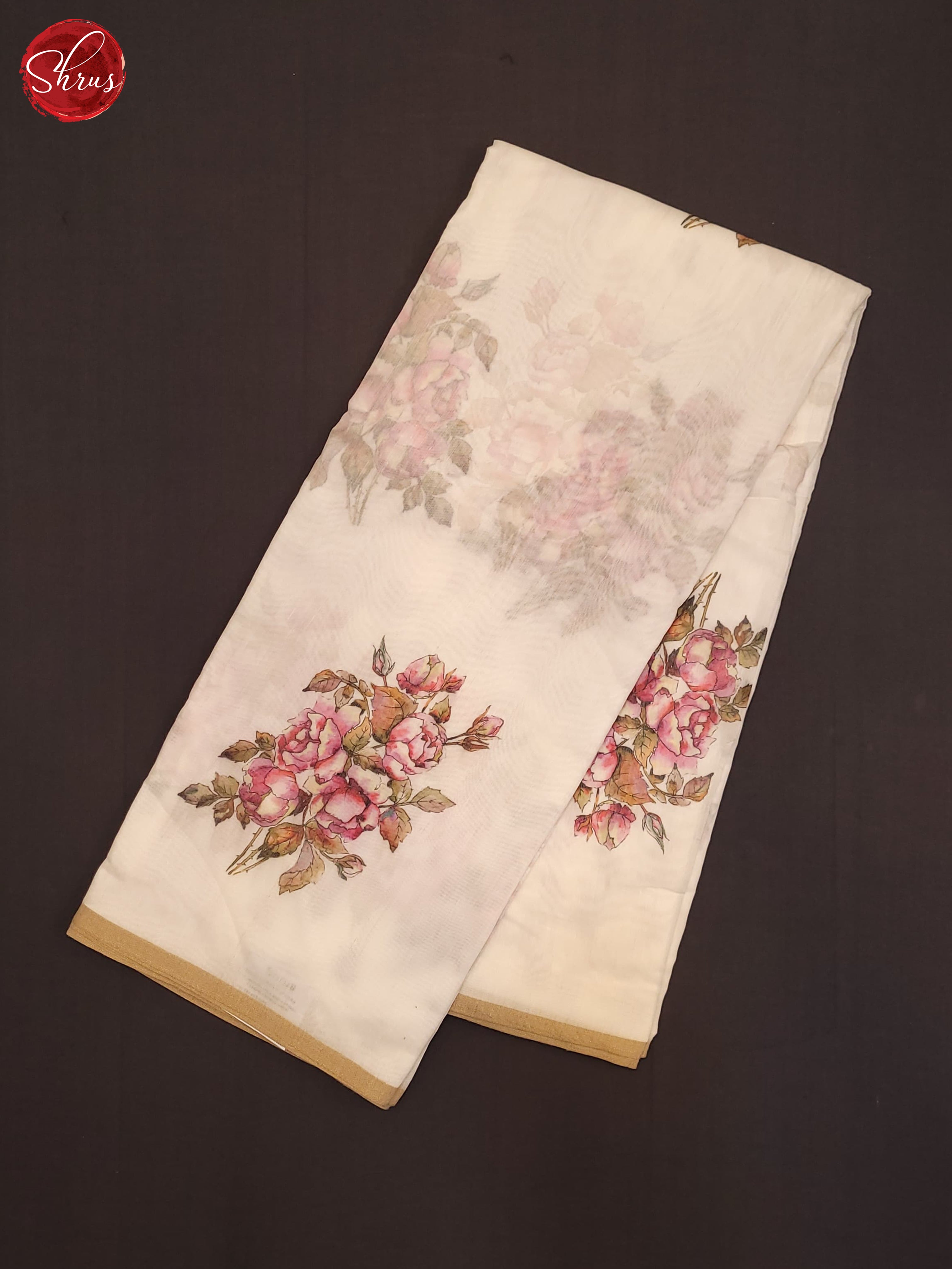 Cream(Single Tone) - Semi Chanderi Saree - Shop on ShrusEternity.com