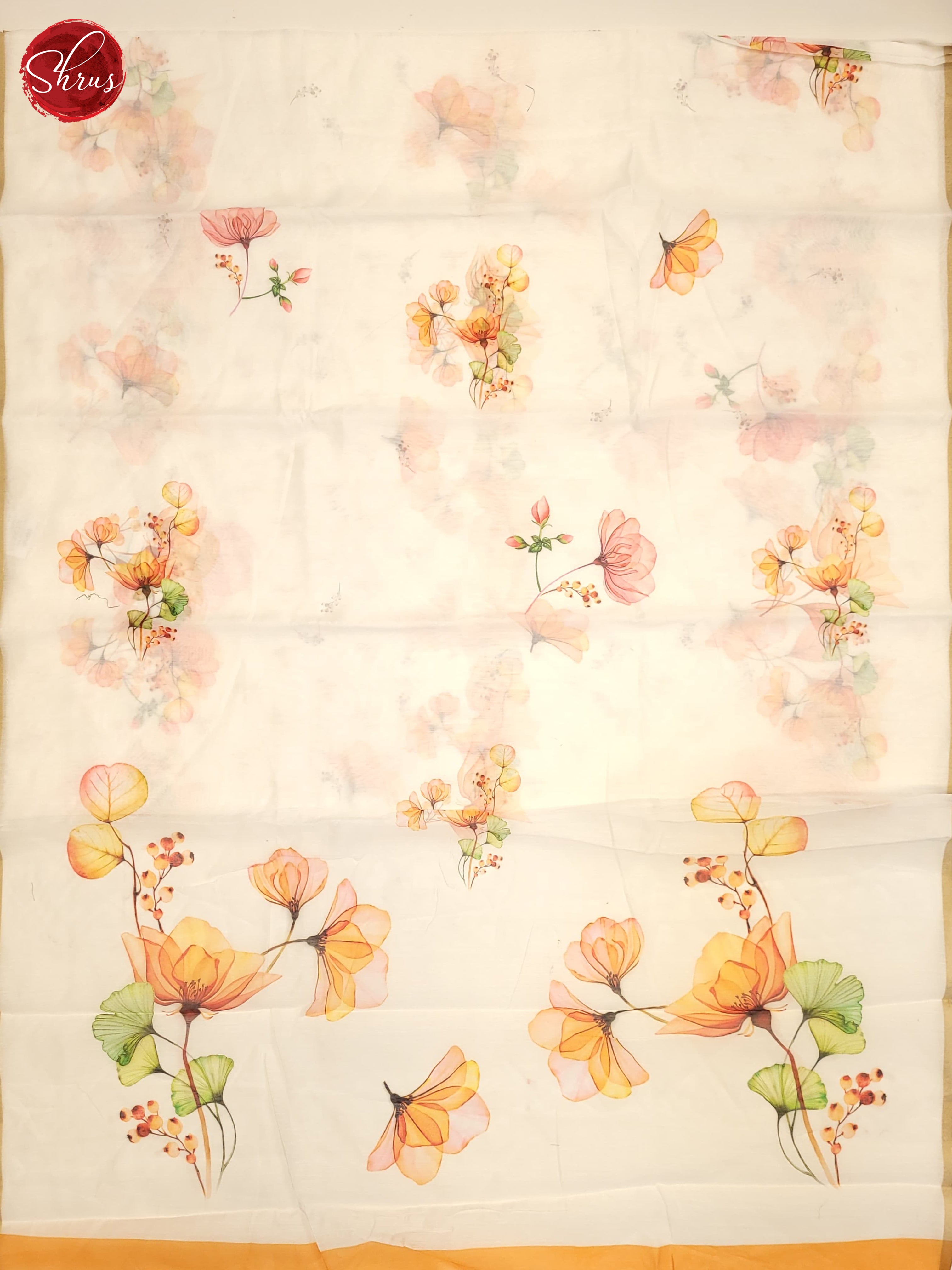 Cream(Single Tone) - Semi Chanderi Saree - Shop on ShrusEternity.com